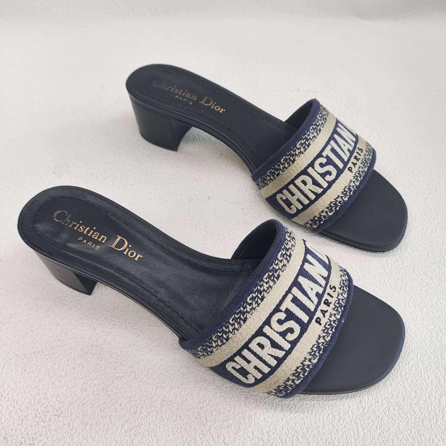 Dior Dior Retro Embroidered Blue Sandals us_6-5 Women Size US 6.5 / IT 36.5 - 3 Thumbnail