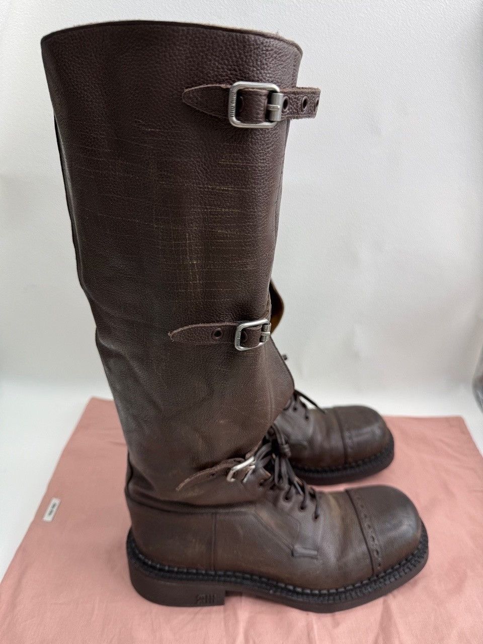 Miu Miu Miu Miu Leather Brown Boots us_7-5 Women Size US 7.5 / IT 37.5 - 4 Thumbnail
