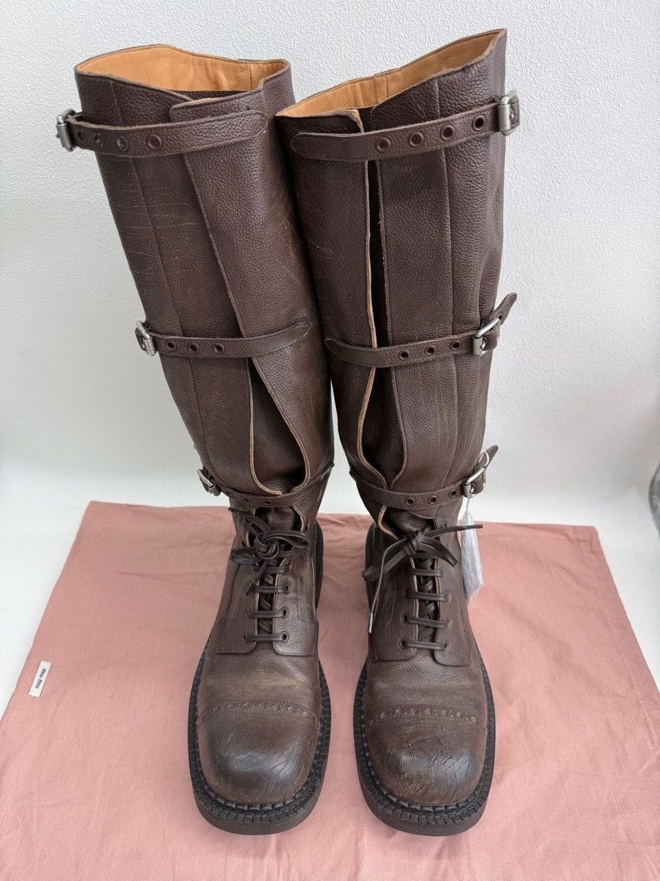 Miu Miu Miu Miu Leather Brown Boots us_7-5 Women Size US 7.5 / IT 37.5 - 2 Thumbnail