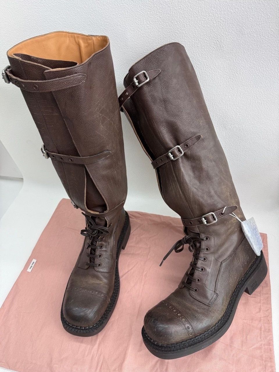 Miu Miu Miu Miu Leather Brown Boots us_7-5 Women Size US 7.5 / IT 37.5 - 9 Thumbnail