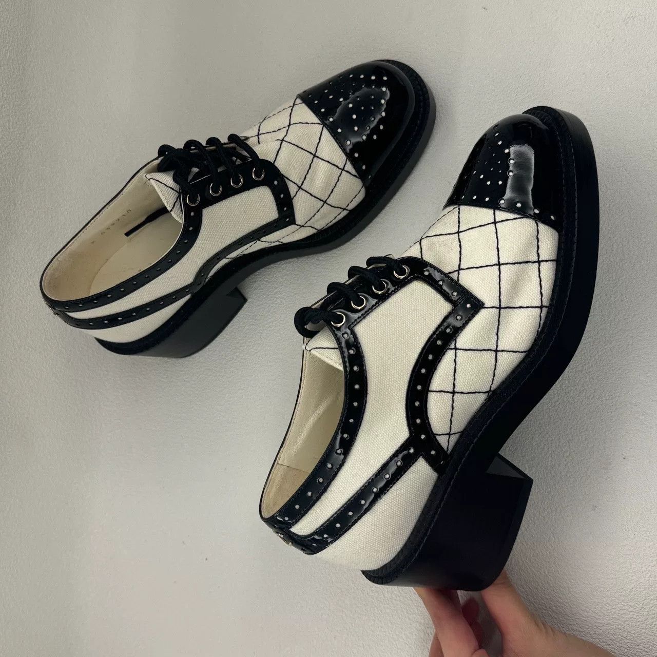 Chanel Chanel Canvas Plaid Black Lowtop Sneakers us_5 Women Size US 5 / IT 35 - 8 Thumbnail