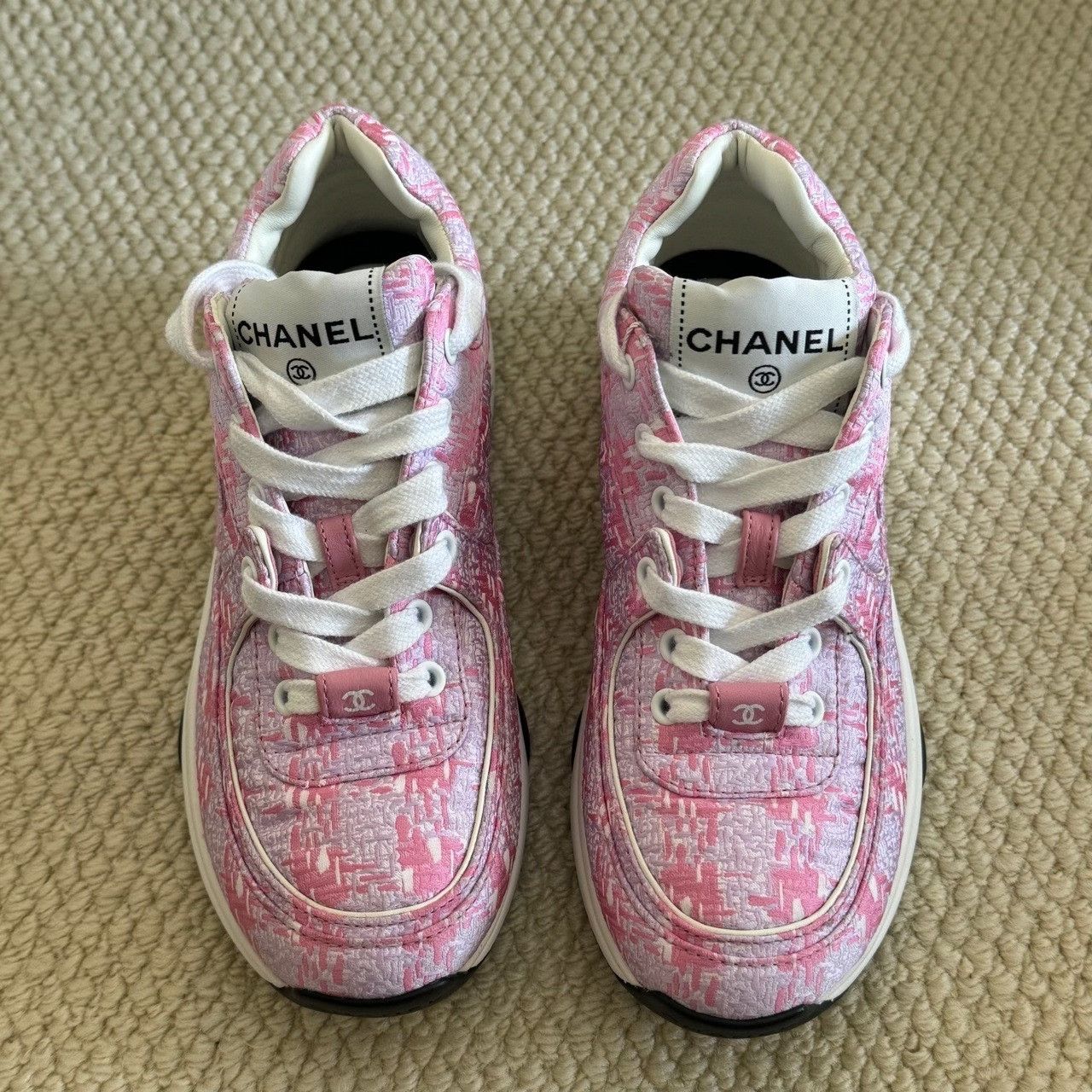 Chanel Chanel Plaid Pink Lowtop Sneakers us_5 Women Size US 5 / IT 35 - 3 Thumbnail