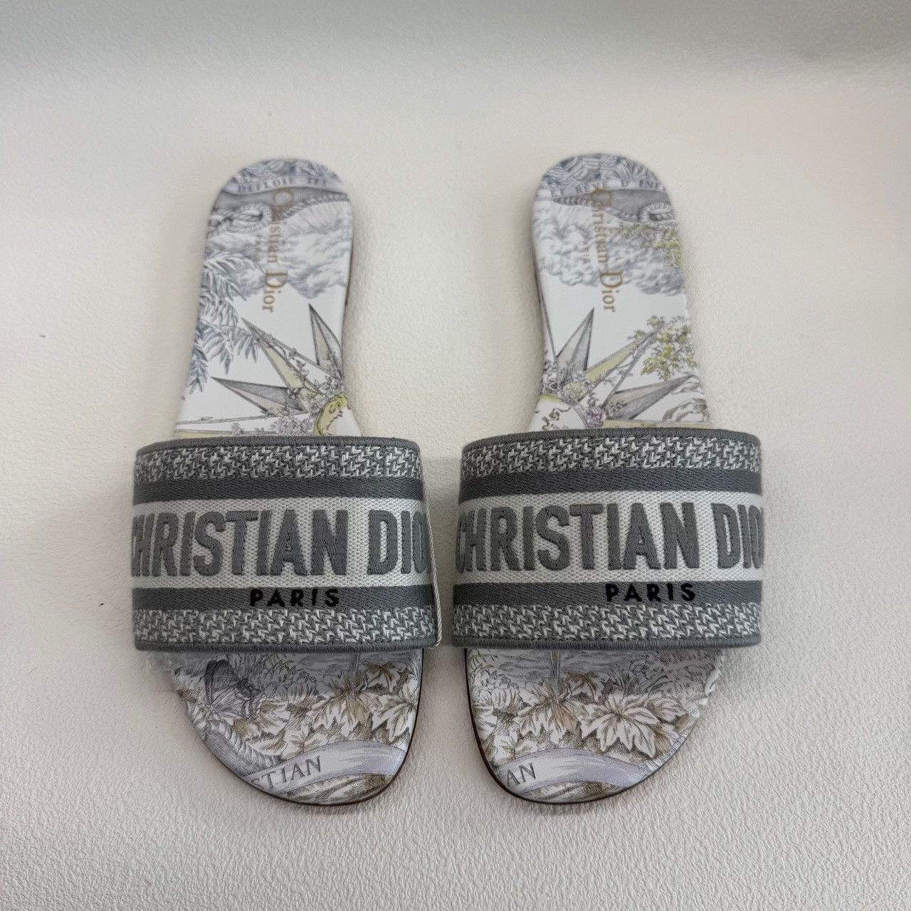 Dior Dior Embroidered Gray Sandals us_9 Women Size US 9 / IT 39 - 2 Thumbnail