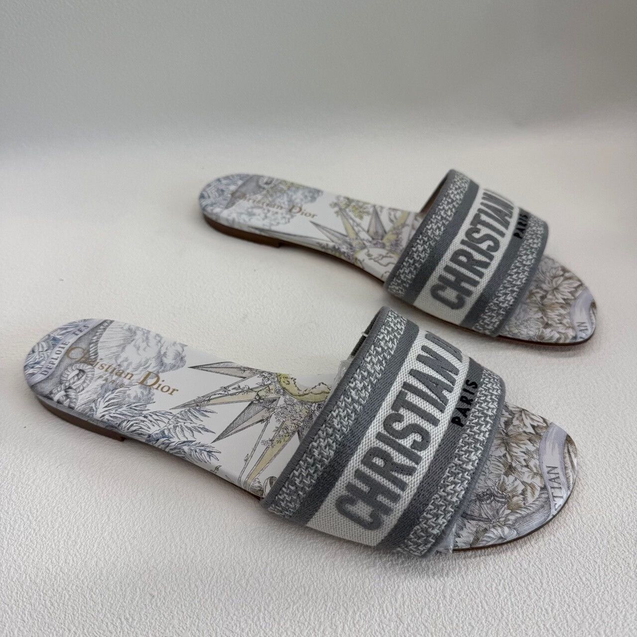 Dior Dior Embroidered Gray Sandals us_9 Women Size US 9 / IT 39 - 3 Thumbnail