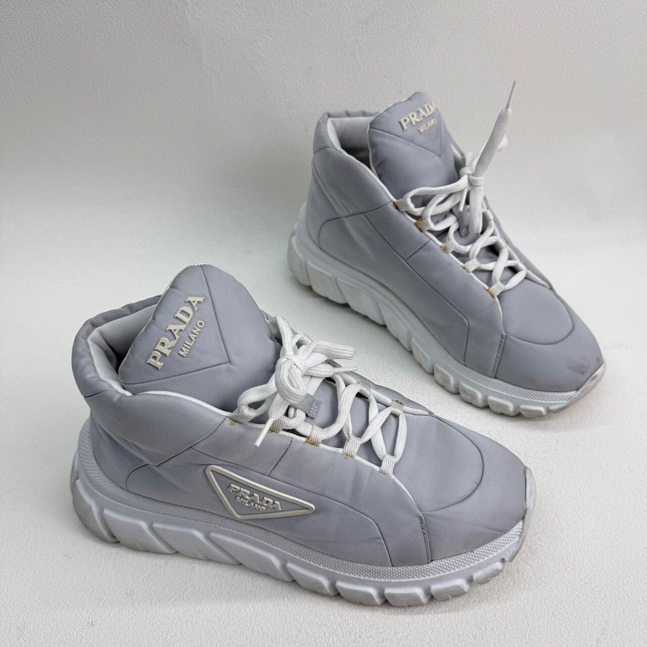 Prada Prada Casual Blue Hitop Sneakers us_6 Women Size US 6 / IT 36 - 3 Thumbnail