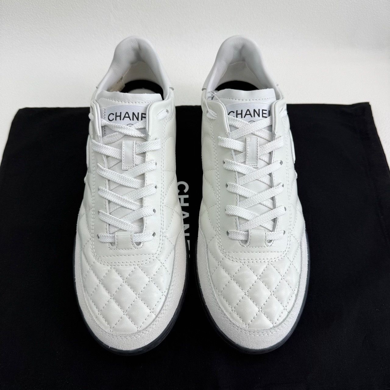Chanel Chanel Leather Plaid White Lowtop Sneakers us_7-5 Women Size US 7.5 / IT 37.5 - 2 Thumbnail
