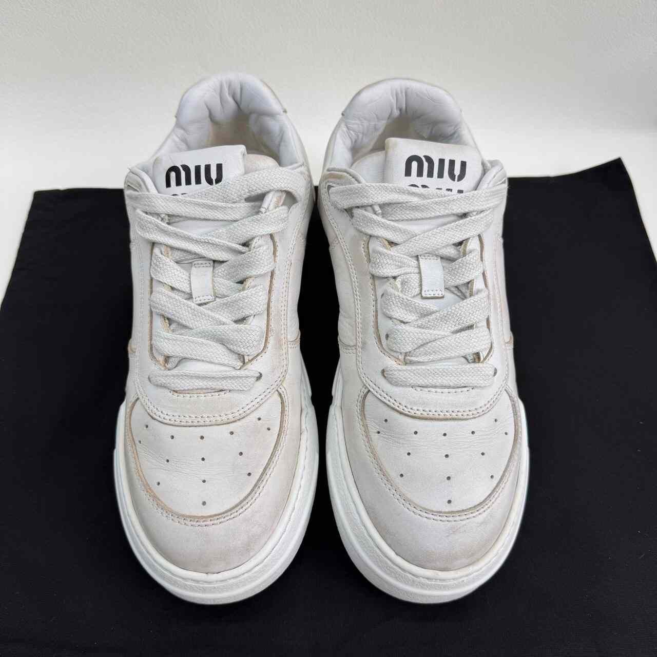 Miu Miu Miu Miu Retro White Lowtop Sneakers us_7-5 Women Size US 7.5 / IT 37.5 - 2 Thumbnail