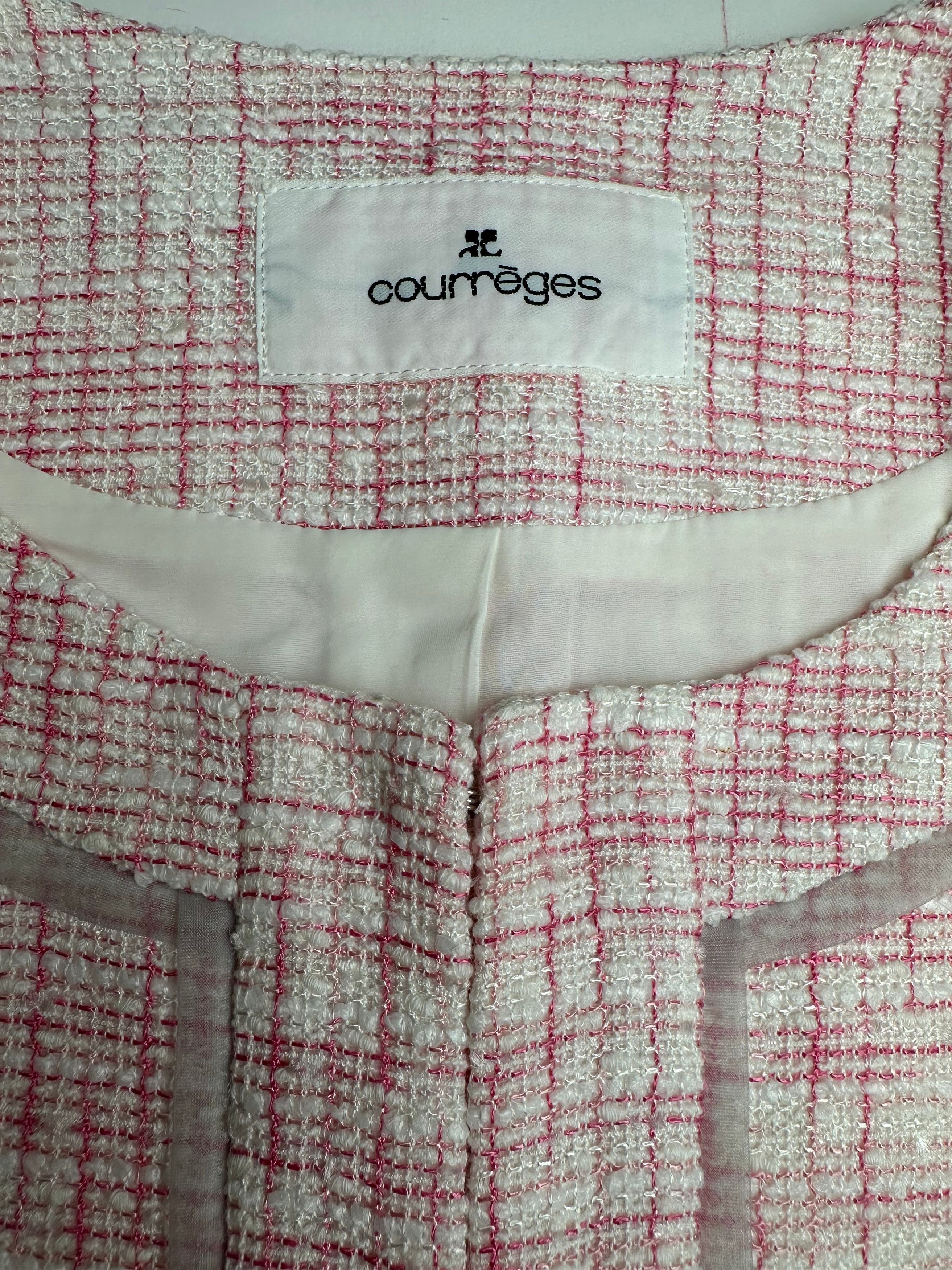 Courreges Vintage Checked Short Coat Pink White L Size L / US 10 / IT 46 - 6 Thumbnail