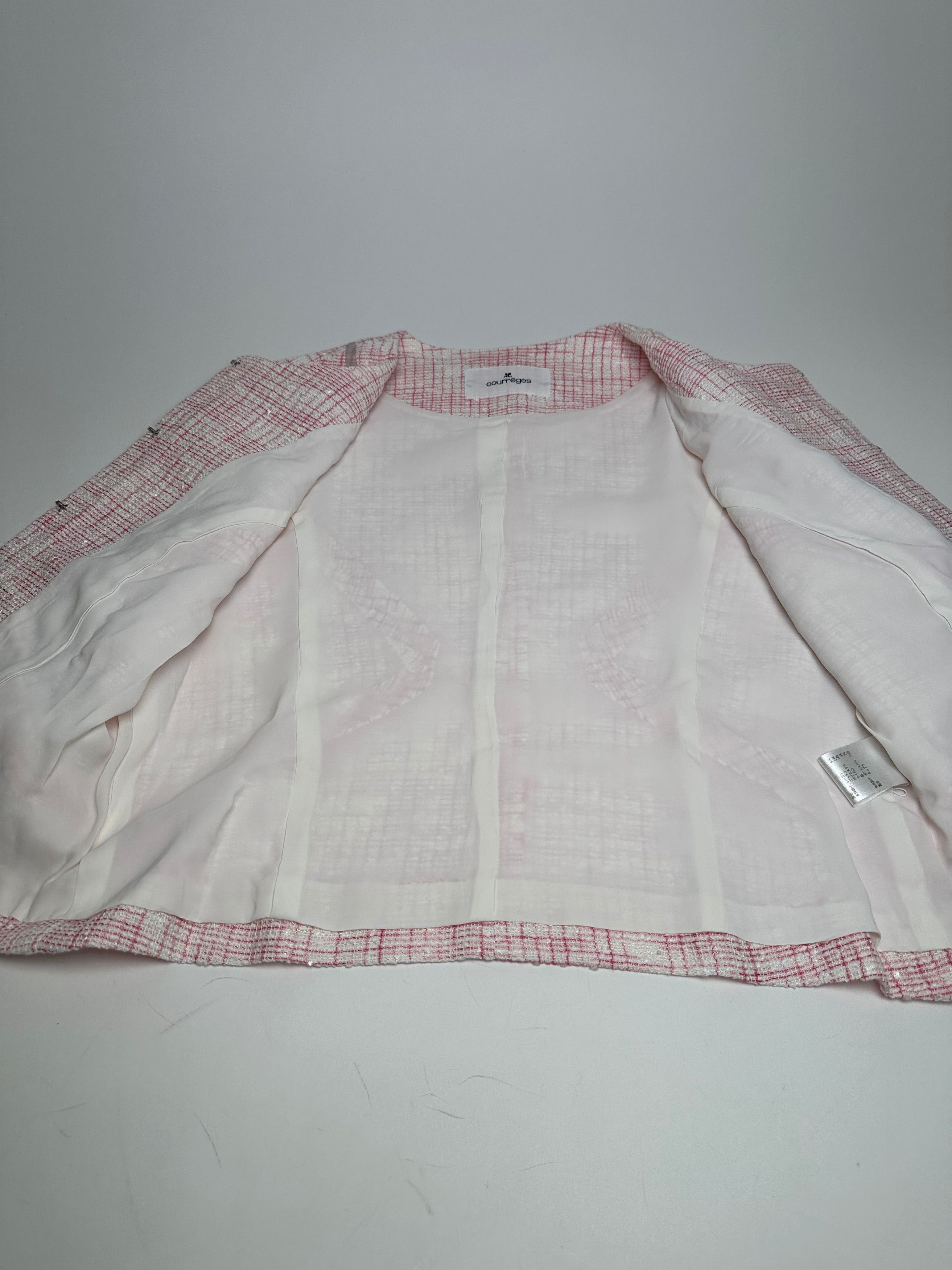 Courreges Vintage Checked Short Coat Pink White L Size L / US 10 / IT 46 - 7 Thumbnail