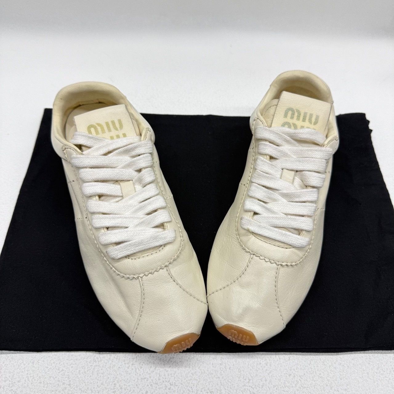 Miu Miu Miu Miu Leather White Lowtop Sneakers us_6-5 Women Size US 6.5 / IT 36.5 - 9 Thumbnail