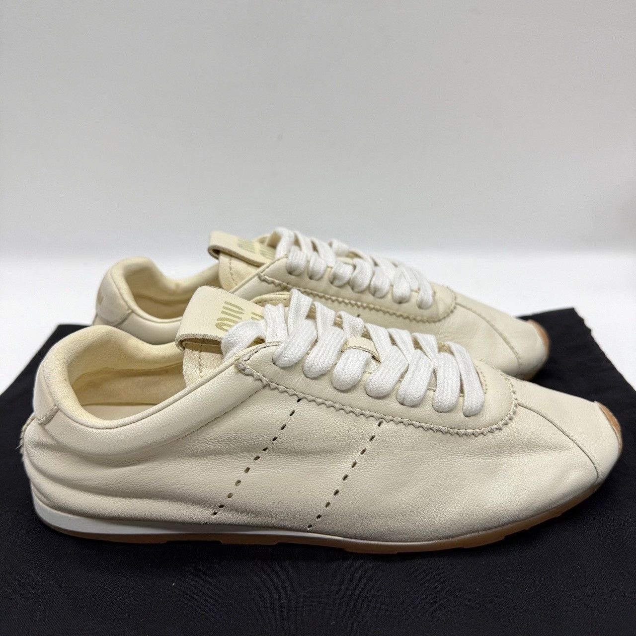 Miu Miu Miu Miu Leather White Lowtop Sneakers us_6-5 Women Size US 6.5 / IT 36.5 - 4 Thumbnail