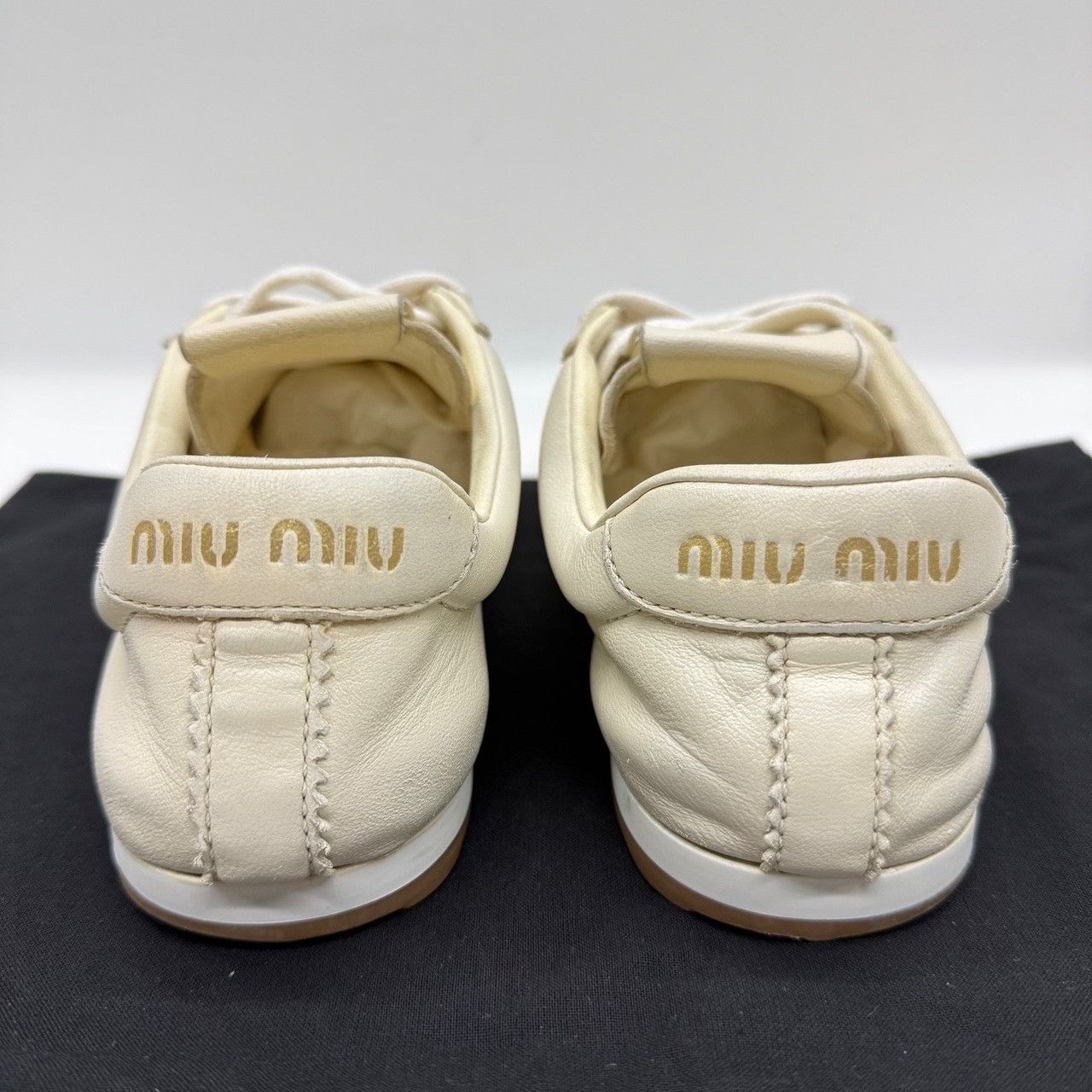 Miu Miu Miu Miu Leather White Lowtop Sneakers us_6-5 Women Size US 6.5 / IT 36.5 - 5 Thumbnail