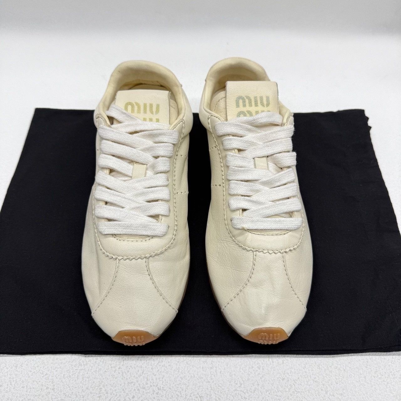Miu Miu Miu Miu Leather White Lowtop Sneakers us_6-5 Women Size US 6.5 / IT 36.5 - 2 Thumbnail