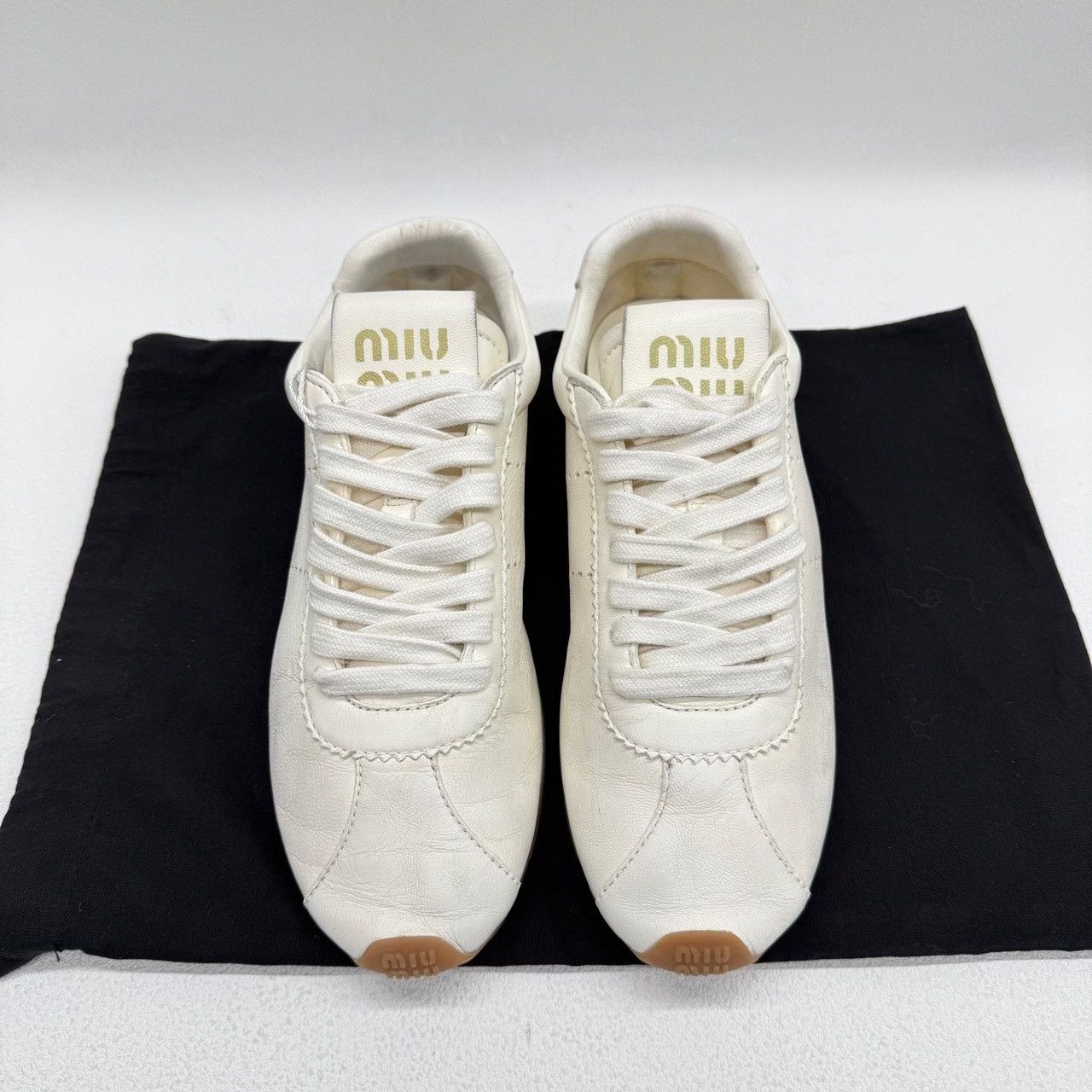 Miu Miu Miu Miu Leather White Lowtop Sneakers us_6-5 Women Size US 6.5 / IT 36.5 - 2 Thumbnail