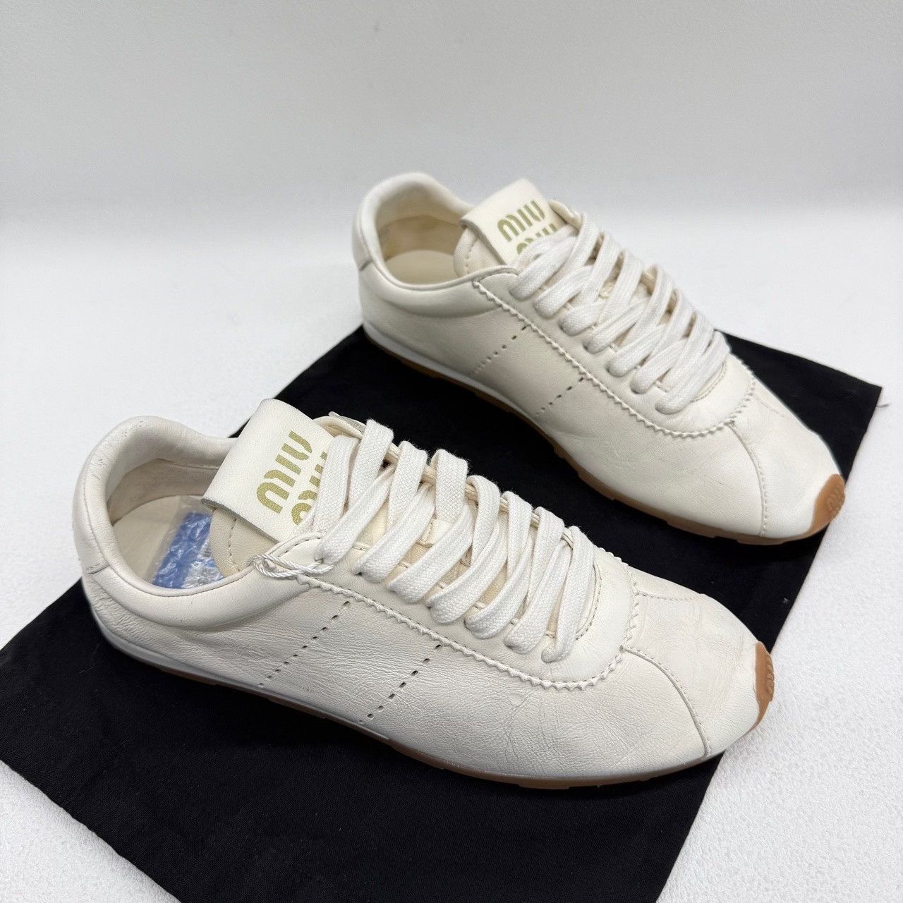 Miu Miu Miu Miu Leather White Lowtop Sneakers us_6-5 Women Size US 6.5 / IT 36.5 - 3 Thumbnail