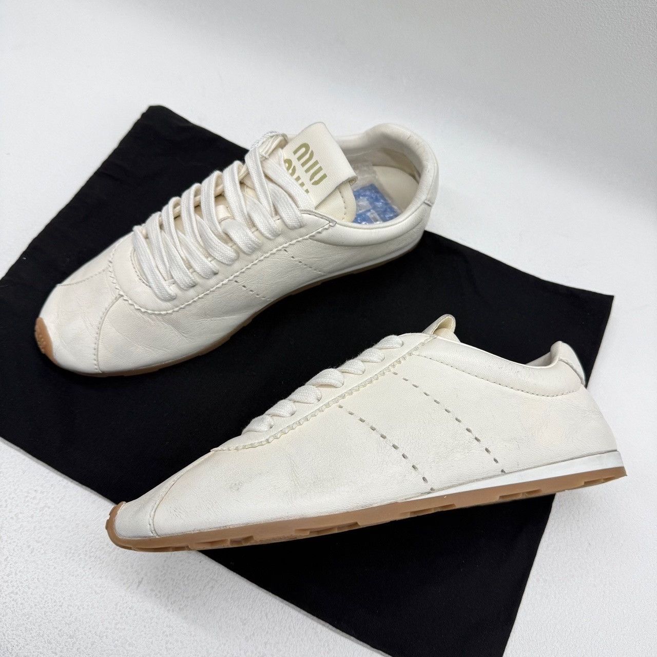 Miu Miu Miu Miu Leather White Lowtop Sneakers us_6-5 Women Size US 6.5 / IT 36.5 - 8 Thumbnail