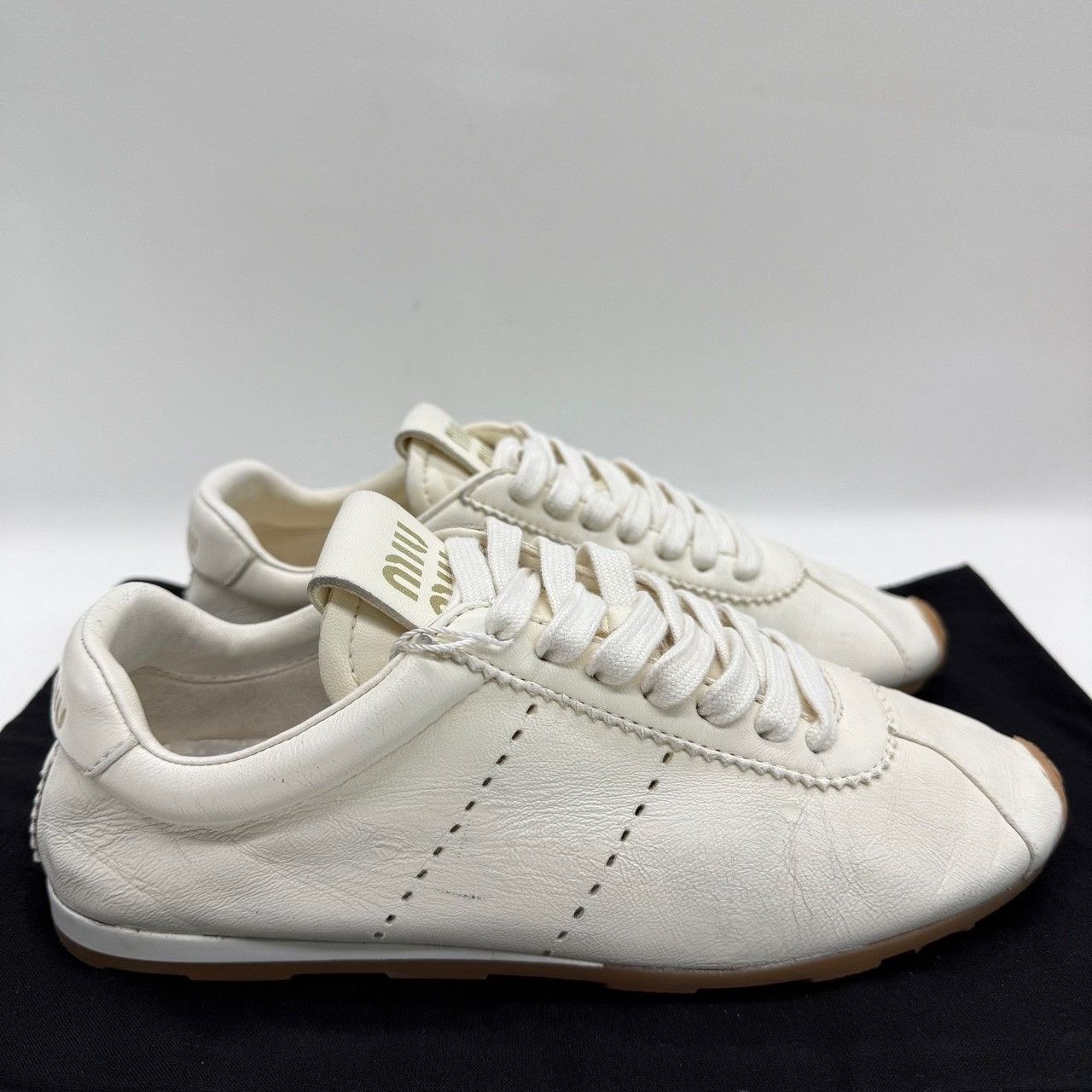 Miu Miu Miu Miu Leather White Lowtop Sneakers us_6-5 Women Size US 6.5 / IT 36.5 - 4 Thumbnail