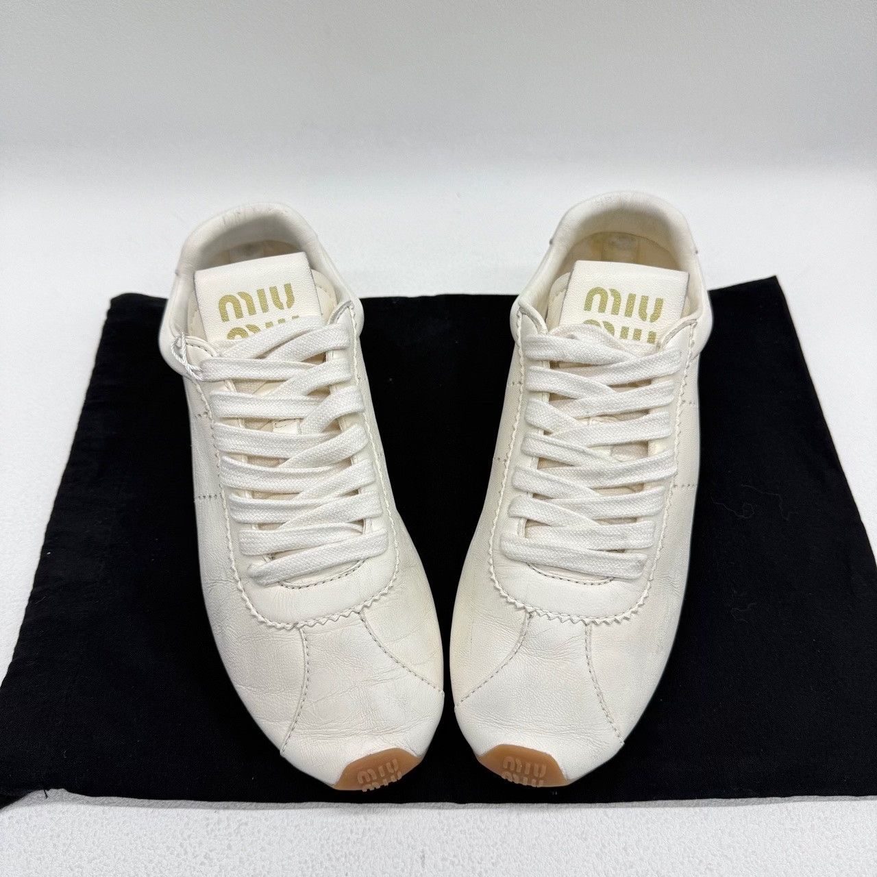 Miu Miu Miu Miu Leather White Lowtop Sneakers us_6-5 Women Size US 6.5 / IT 36.5 - 9 Thumbnail