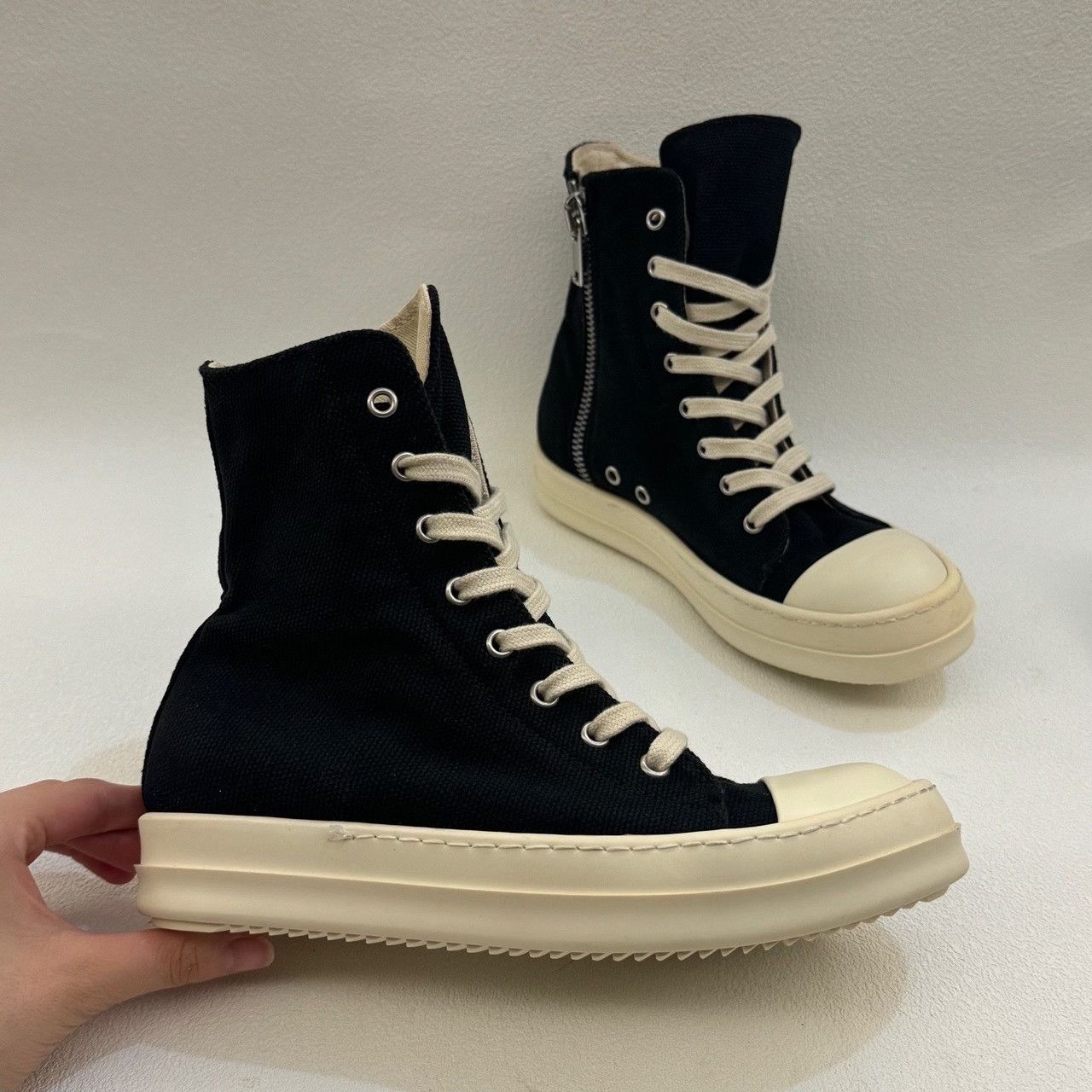 Rick Owens Rick Owens Canvas Black Hitop Sneakers us_6.5 Women Size US 6.5 / IT 36.5 - 6 Thumbnail