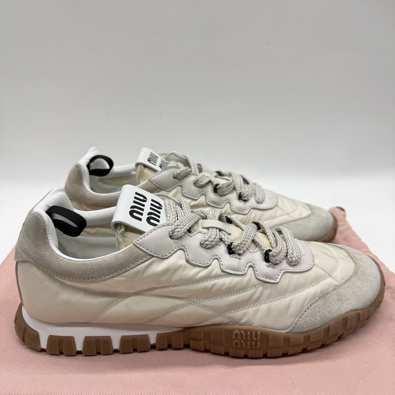 Miu Miu Miu Miu Beige Lowtop Sneakers us_10 Women Size US 10 / IT 40 - 4 Thumbnail