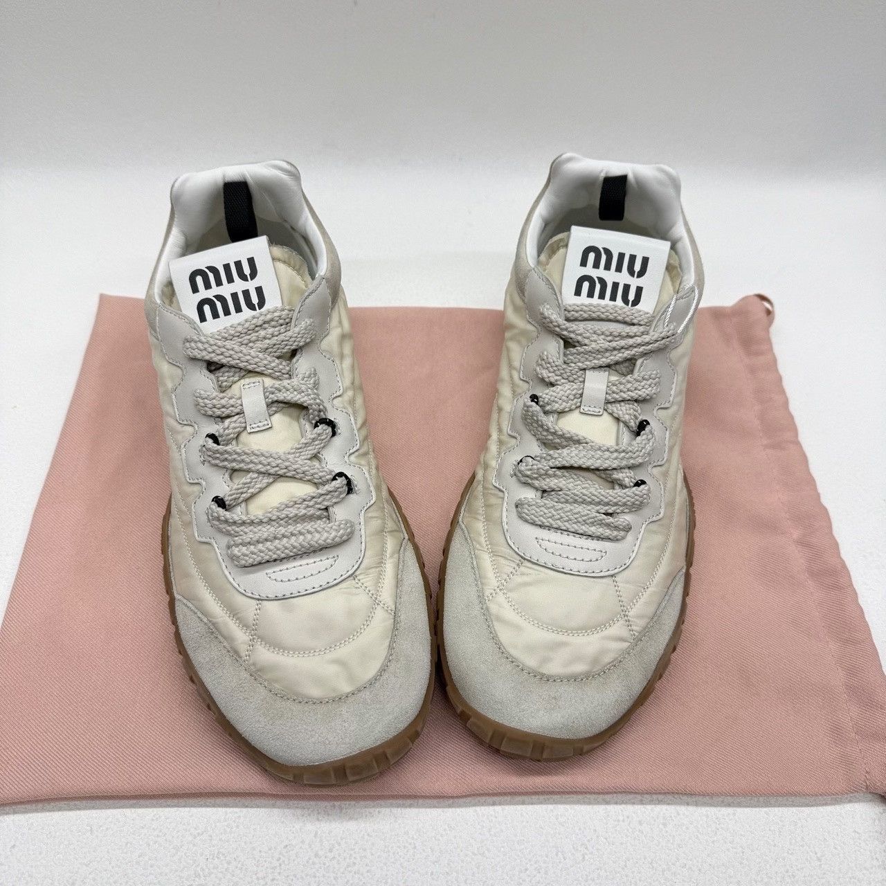 Miu Miu Miu Miu Beige Lowtop Sneakers us_10 Women Size US 10 / IT 40 - 9 Thumbnail
