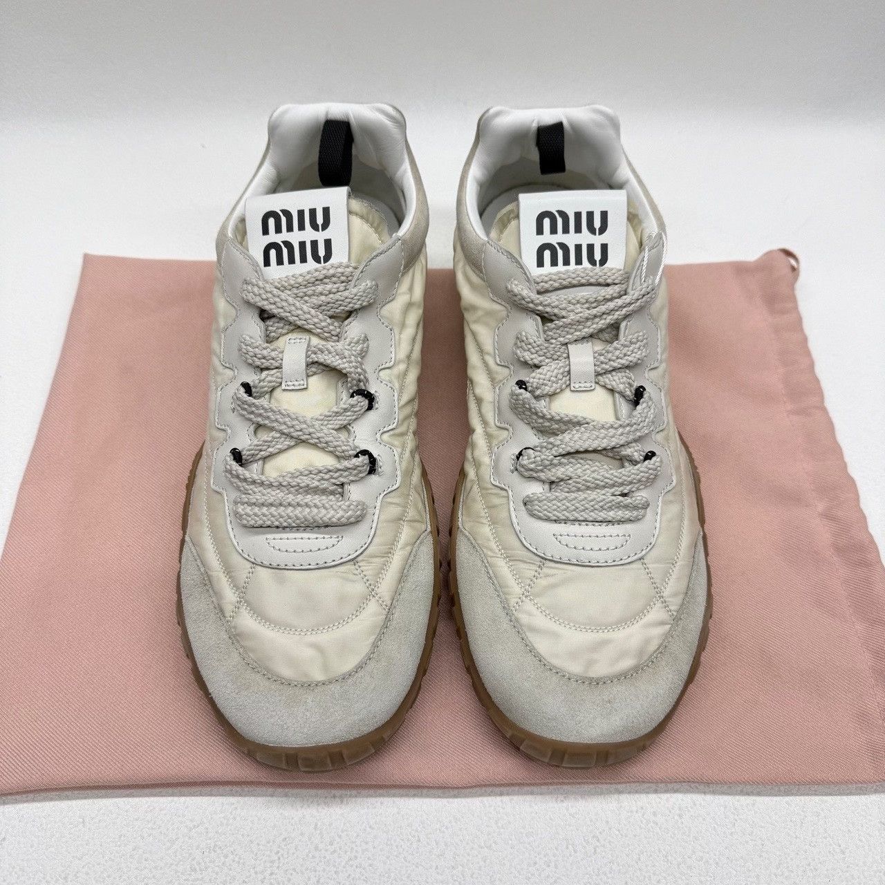 Miu Miu Miu Miu Beige Lowtop Sneakers us_10 Women Size US 10 / IT 40 - 2 Thumbnail