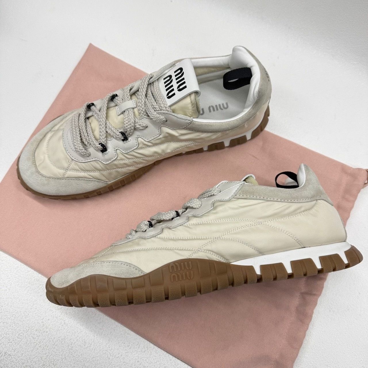 Miu Miu Miu Miu Beige Lowtop Sneakers us_10 Women Size US 10 / IT 40 - 8 Thumbnail