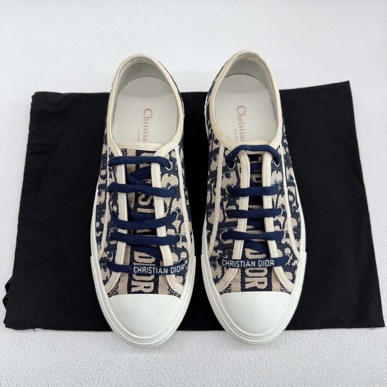 Dior Dior Canvas Embroidered Blue Lowtop Sneakers us_6-5 Women Size US 6.5 / IT 36.5 - 2 Thumbnail