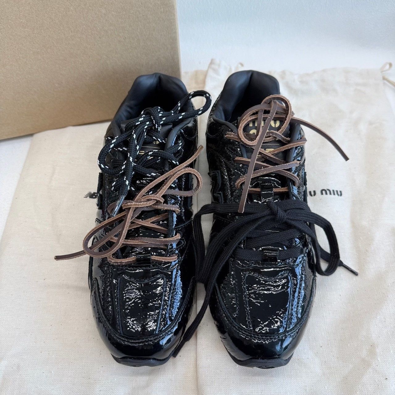 Miu Miu Miu Miu Collab Black Lowtop Sneakers us_6 Women Size US 6 / IT 36 - 2 Thumbnail