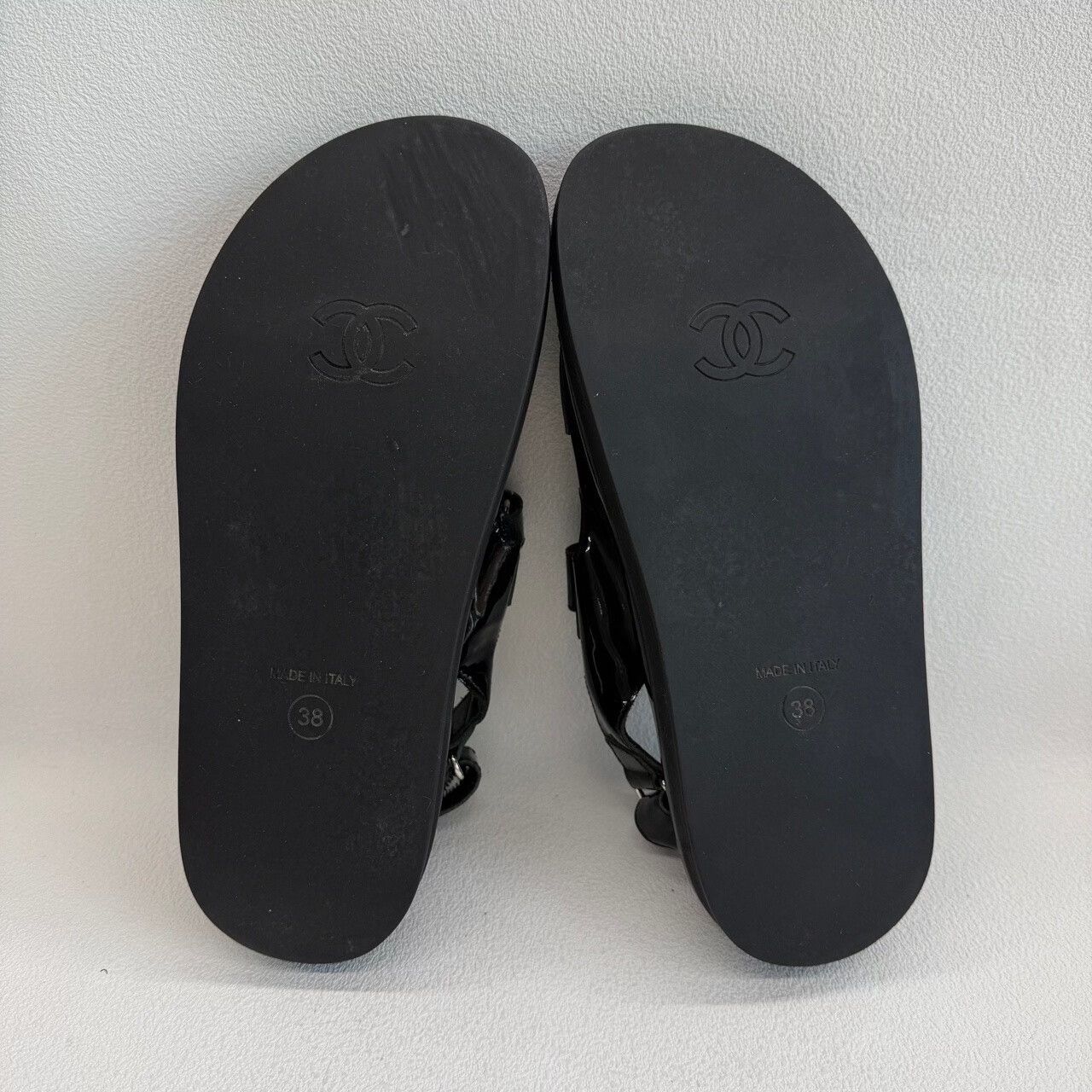 Chanel Chanel Patent Black Sandals us_7-5 Women Size US 7.5 / IT 37.5 - 5 Thumbnail