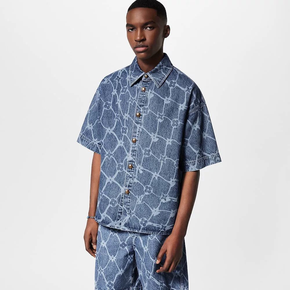 Louis Vuitton Louis Vuitton Retro Printed Blue Shirt l Men Size US L / EU 52-54 / 3 - 2 Thumbnail