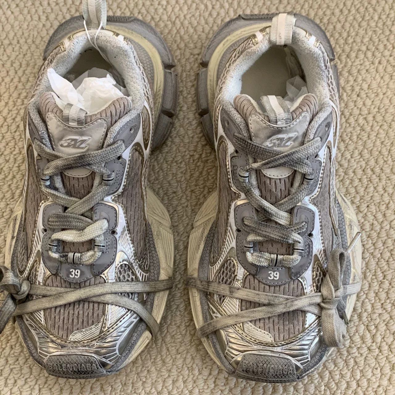 Balenciaga Balenciaga Mesh Silver Lowtop Sneakers us_8-5 Women Size US 8.5 / IT 38.5 - 4 Thumbnail