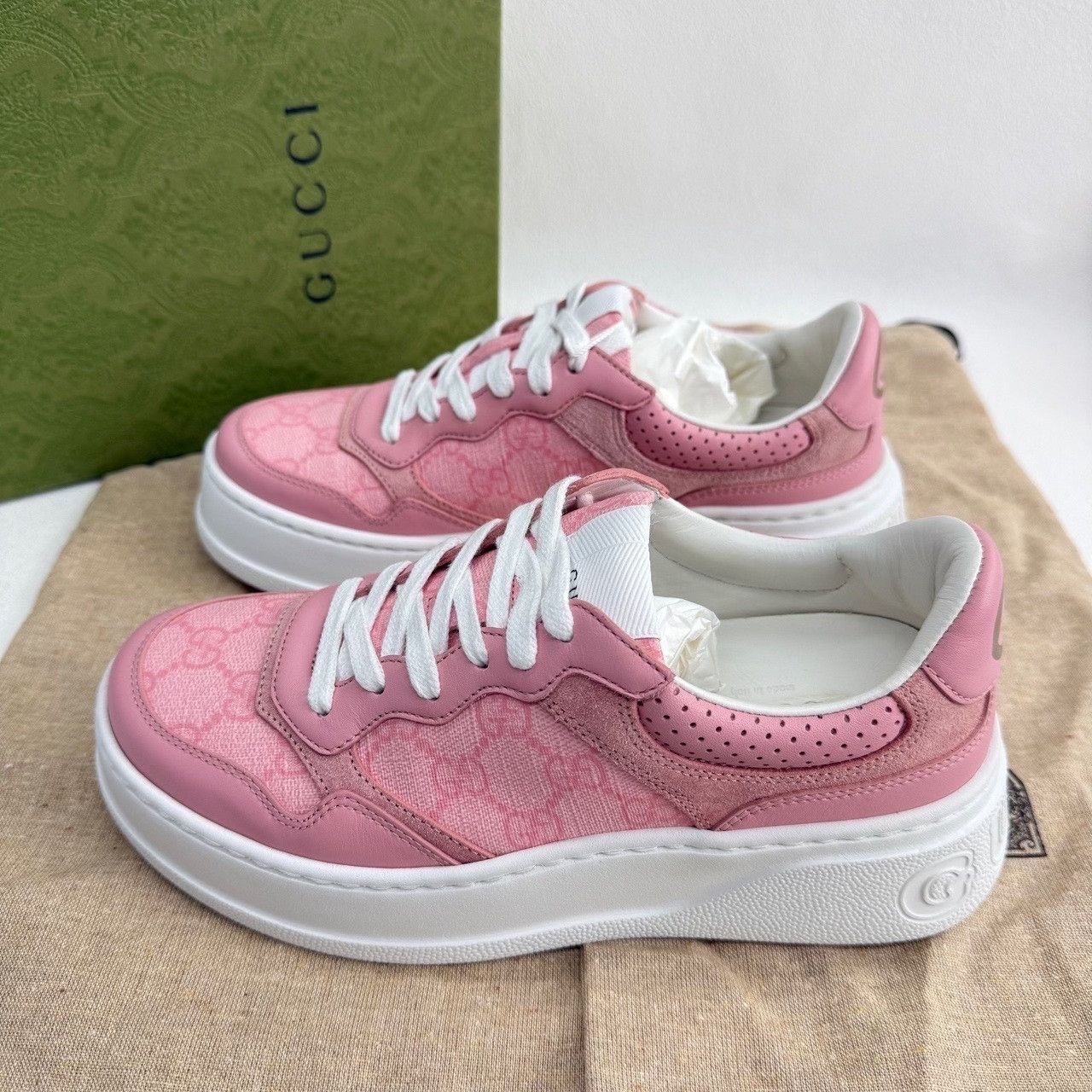 Gucci Gucci Leather Pink Lowtop Sneakers us_6 Women Size US 6 / IT 36 - 6 Thumbnail