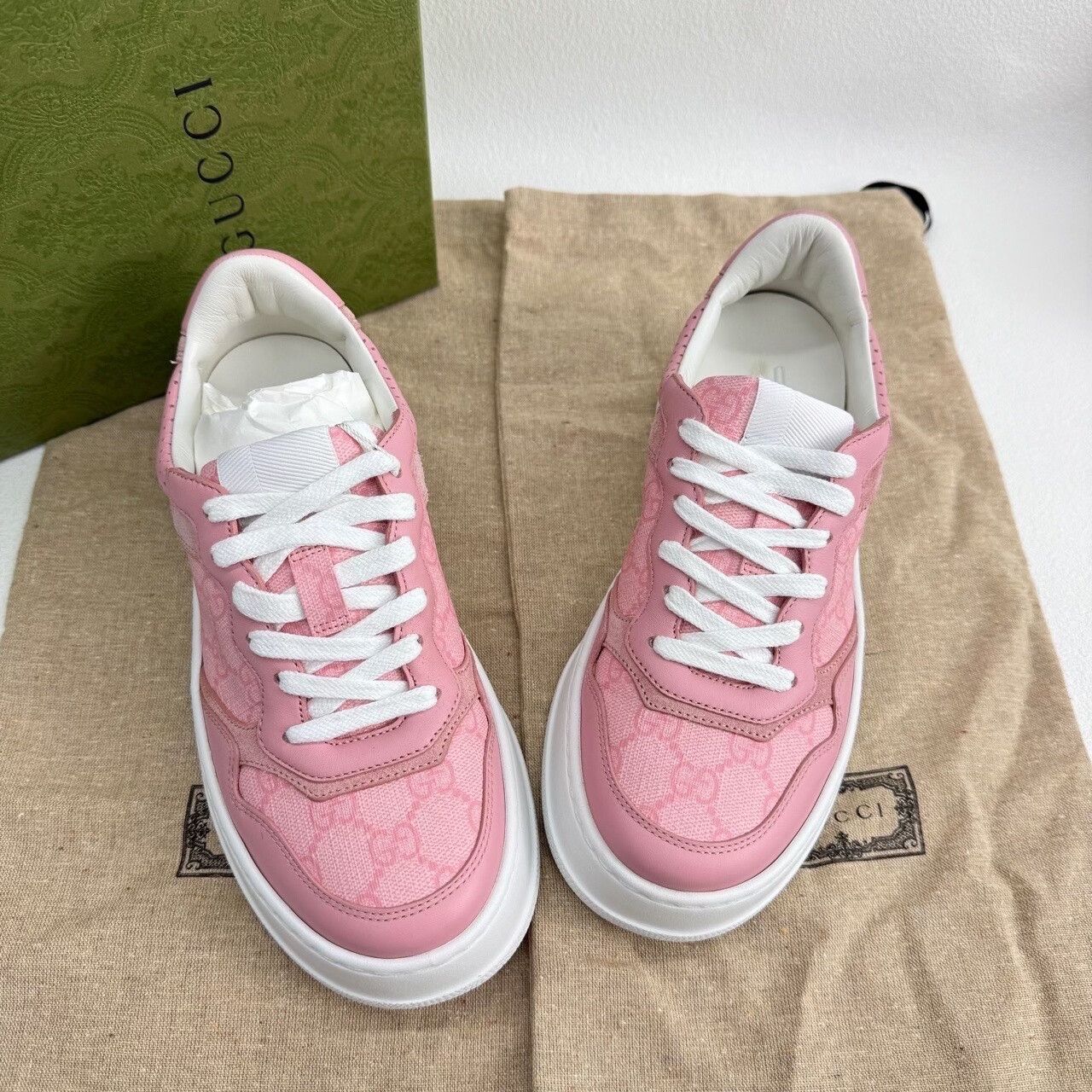 Gucci Gucci Leather Pink Lowtop Sneakers us_6 Women Size US 6 / IT 36 - 9 Thumbnail