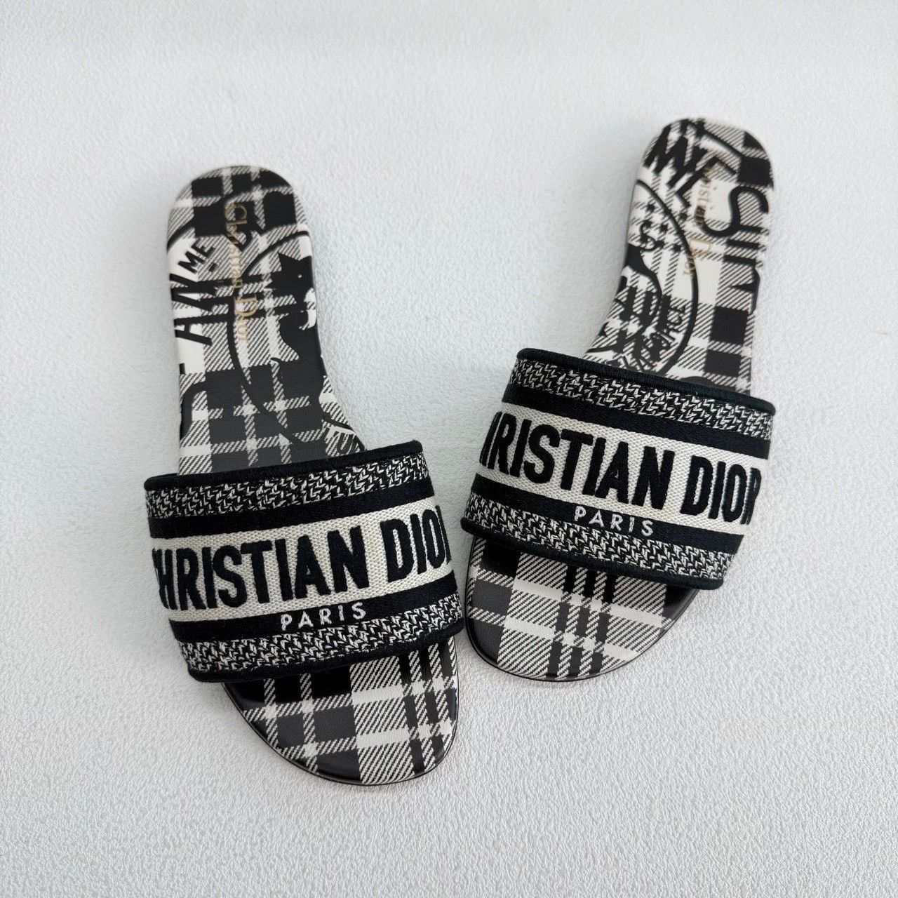 Dior Dior Embroidered Plaid Black Sandals us_6-5 Women Size US 6.5 / IT 36.5 - 9 Thumbnail