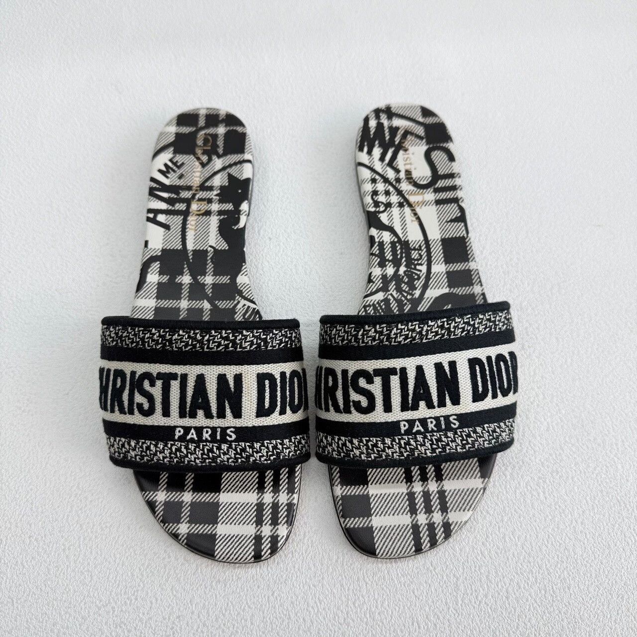 Dior Dior Embroidered Plaid Black Sandals us_6-5 Women Size US 6.5 / IT 36.5 - 2 Thumbnail
