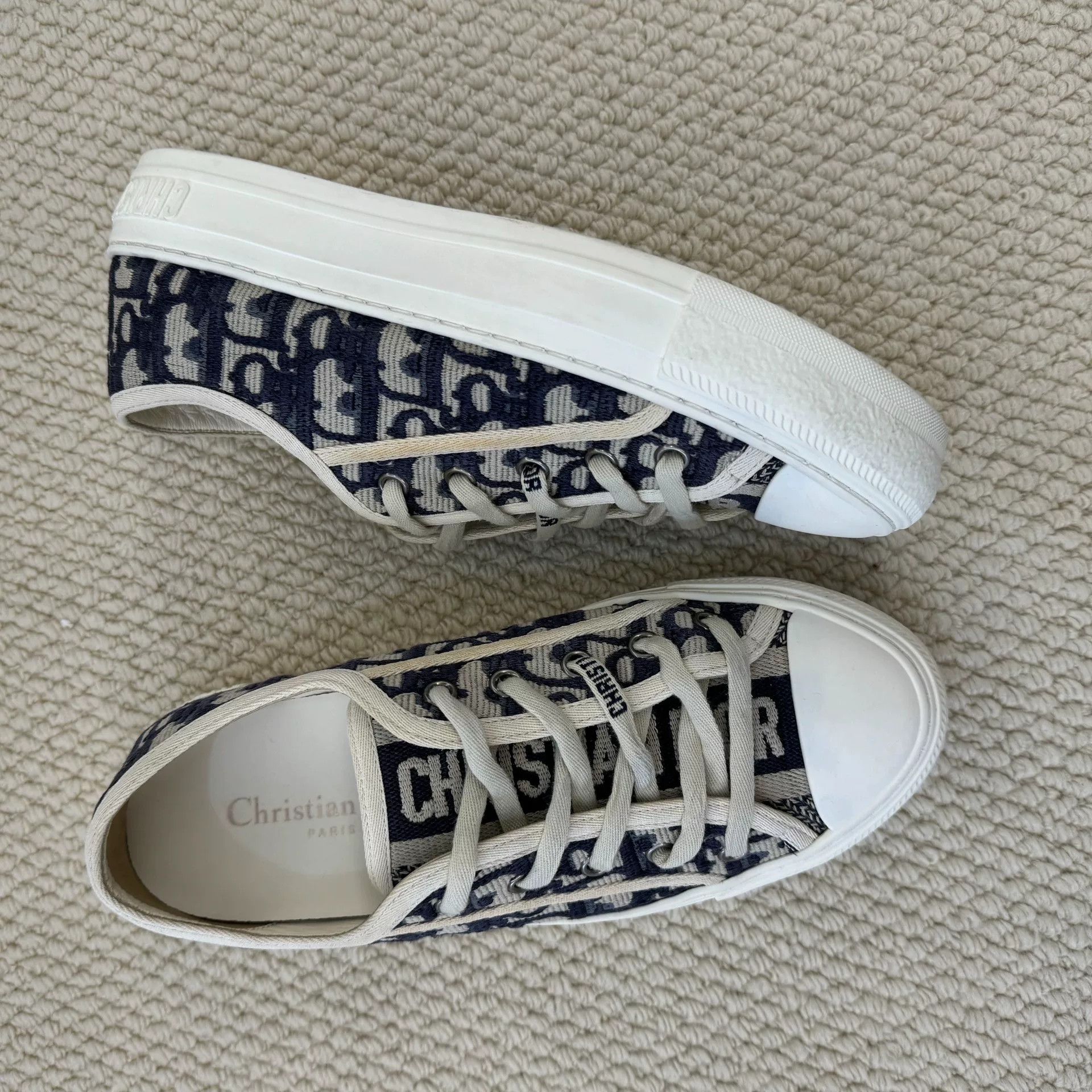 Dior Dior Retro Embroidered Blue Lowtop Sneakers us_6 Women Size US 6 / IT 36 - 8 Thumbnail