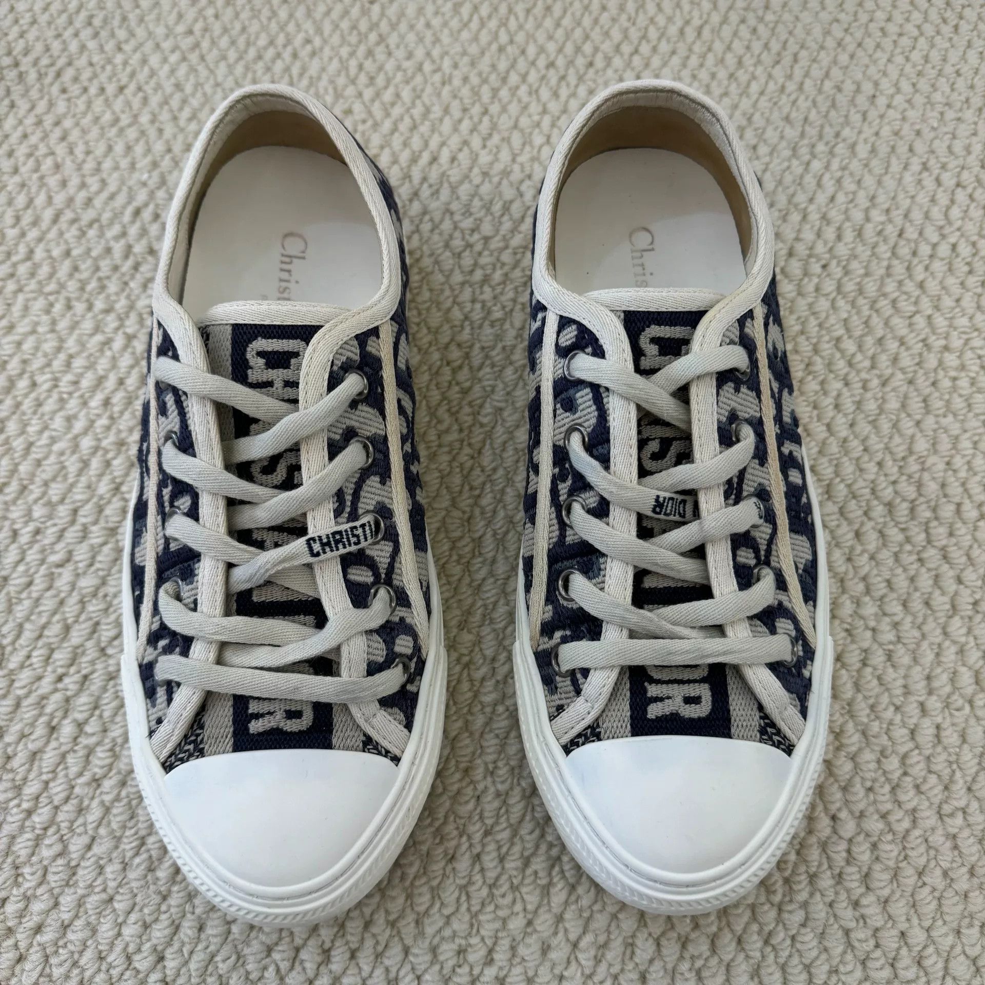 Dior Dior Retro Embroidered Blue Lowtop Sneakers us_6 Women Size US 6 / IT 36 - 2 Thumbnail