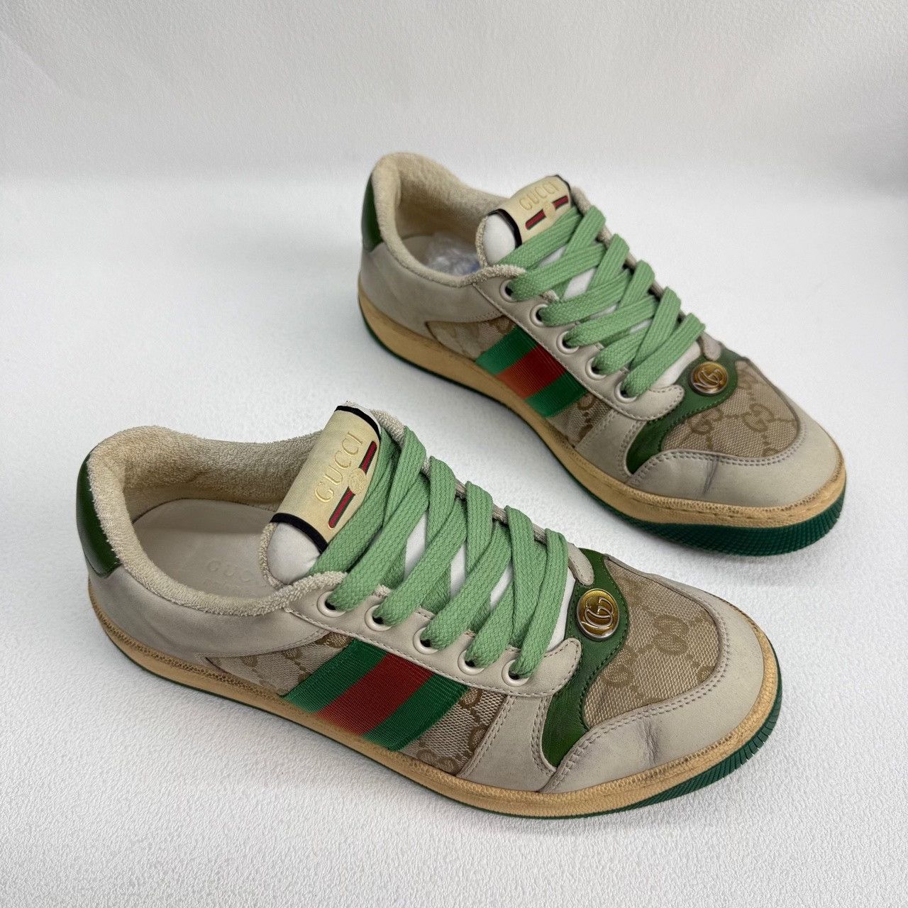 Gucci Gucci Distressed Green Lowtop Sneakers us_6-5 Women Size US 6.5 / IT 36.5 - 3 Thumbnail