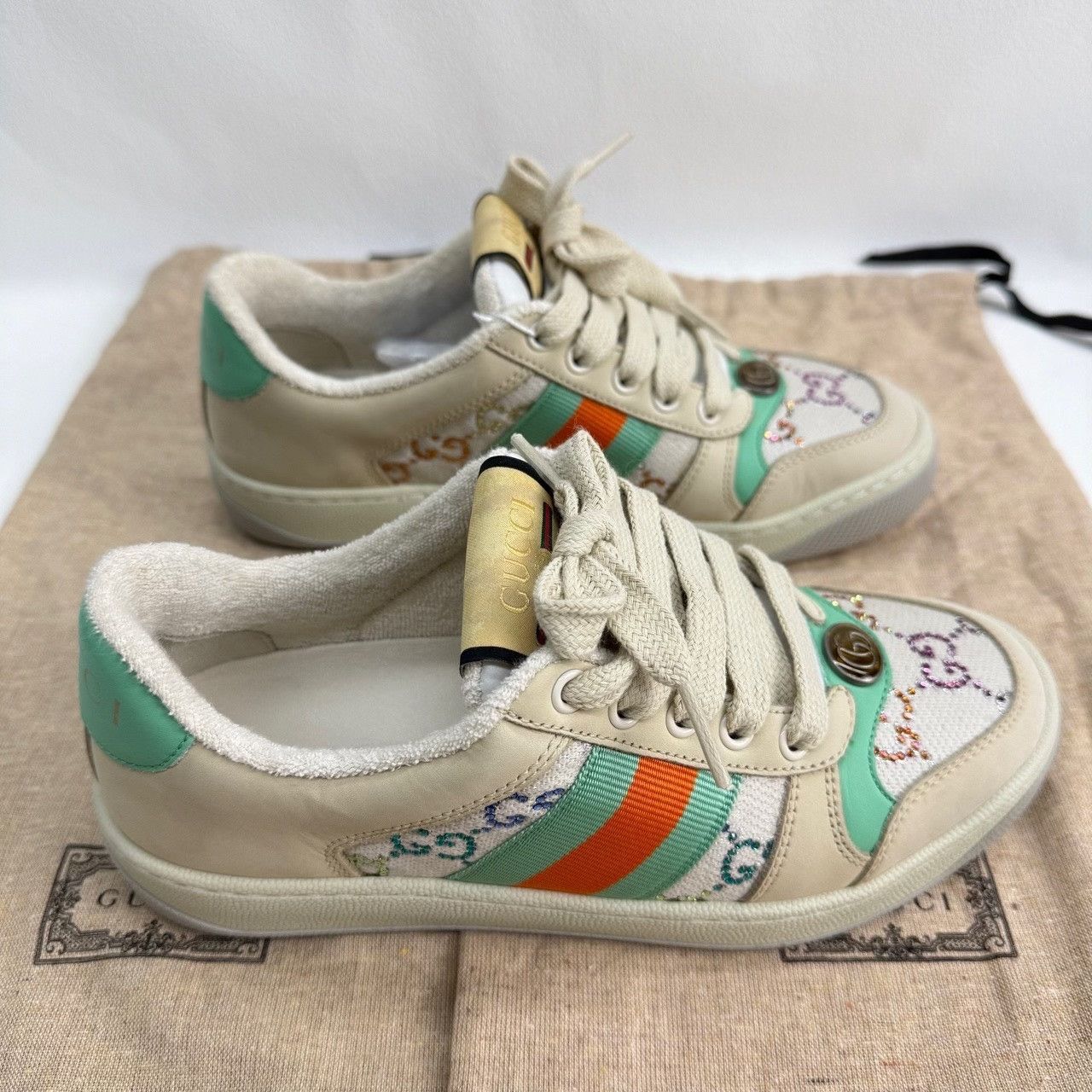Gucci Gucci Beige Lowtop Sneakers us_5 Women Size US 5 / IT 35 - 6 Thumbnail