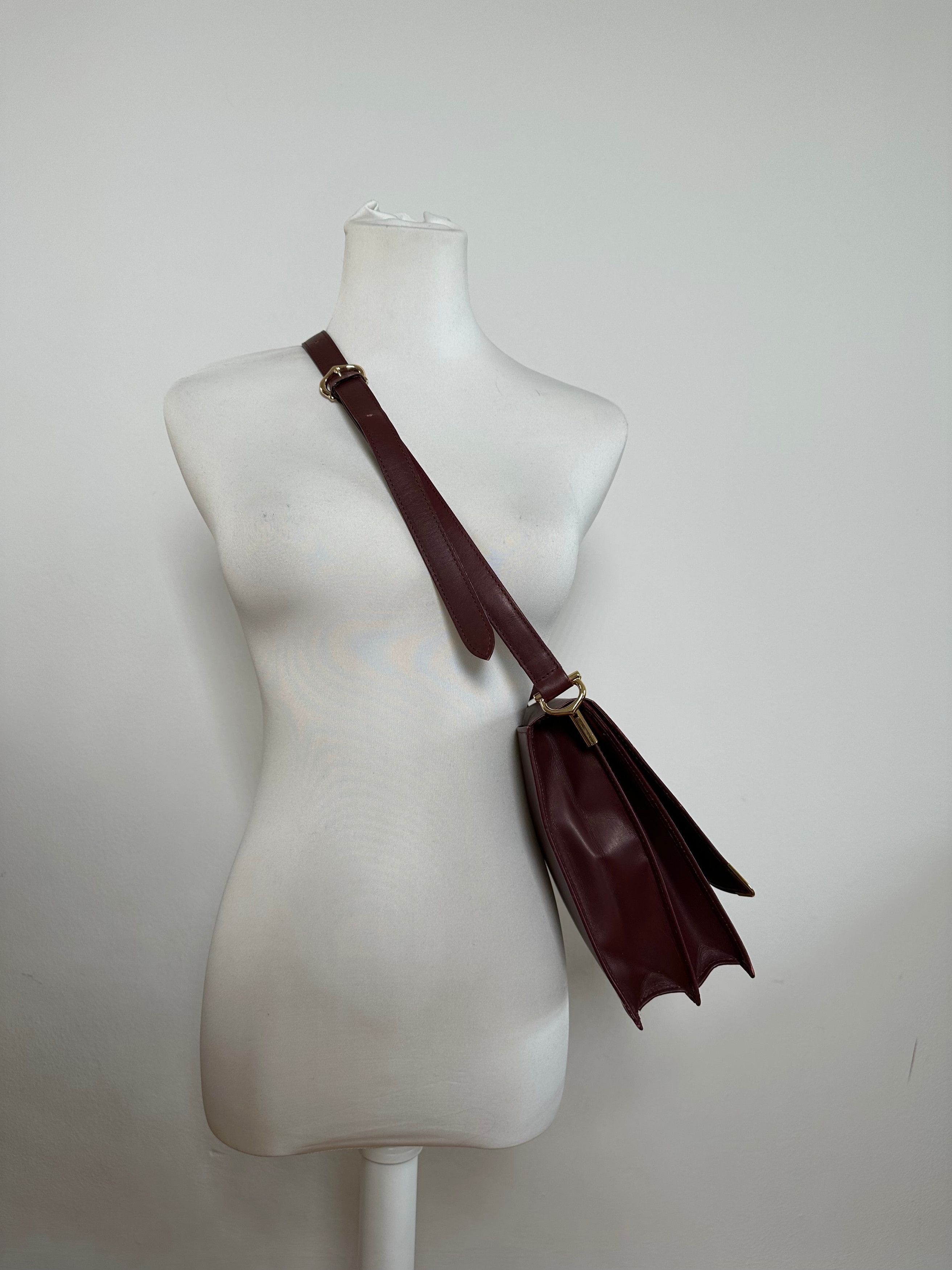 Cartier Vintage Leather Multiway Bag Burgundy Size ONE SIZE - 4 Thumbnail