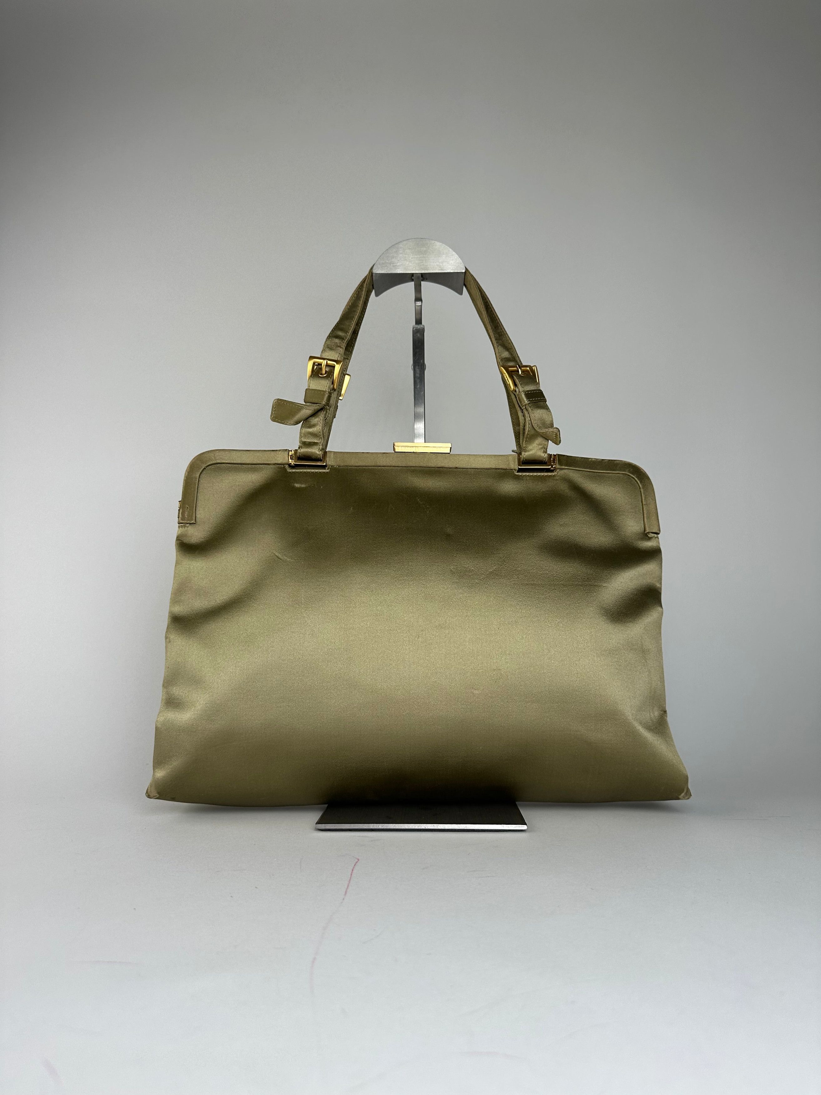 Prada Vintage Flap Handbag Green Gold Size ONE SIZE - 2 Thumbnail
