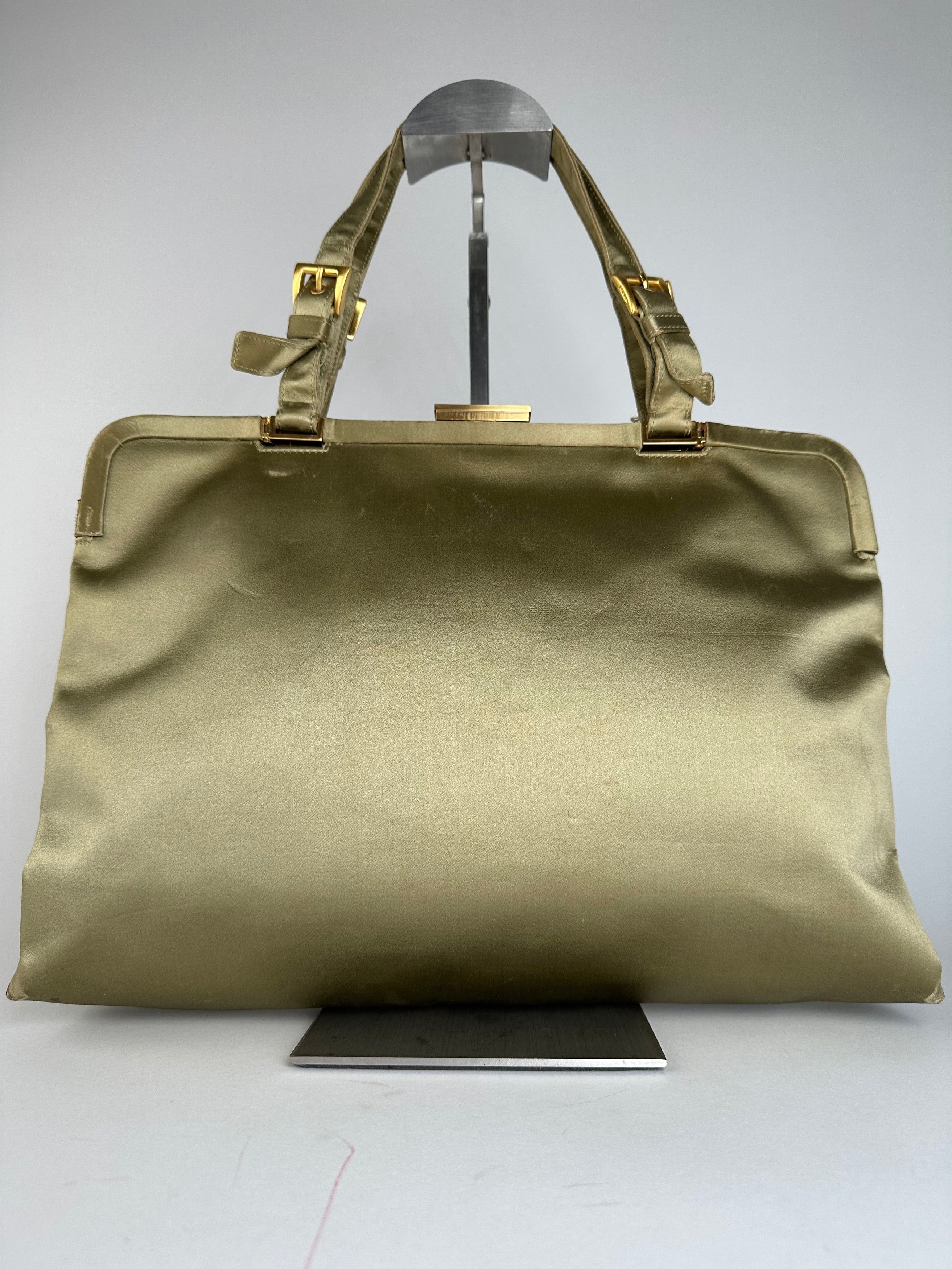 Prada Vintage Flap Handbag Green Gold Size ONE SIZE - 11 Thumbnail