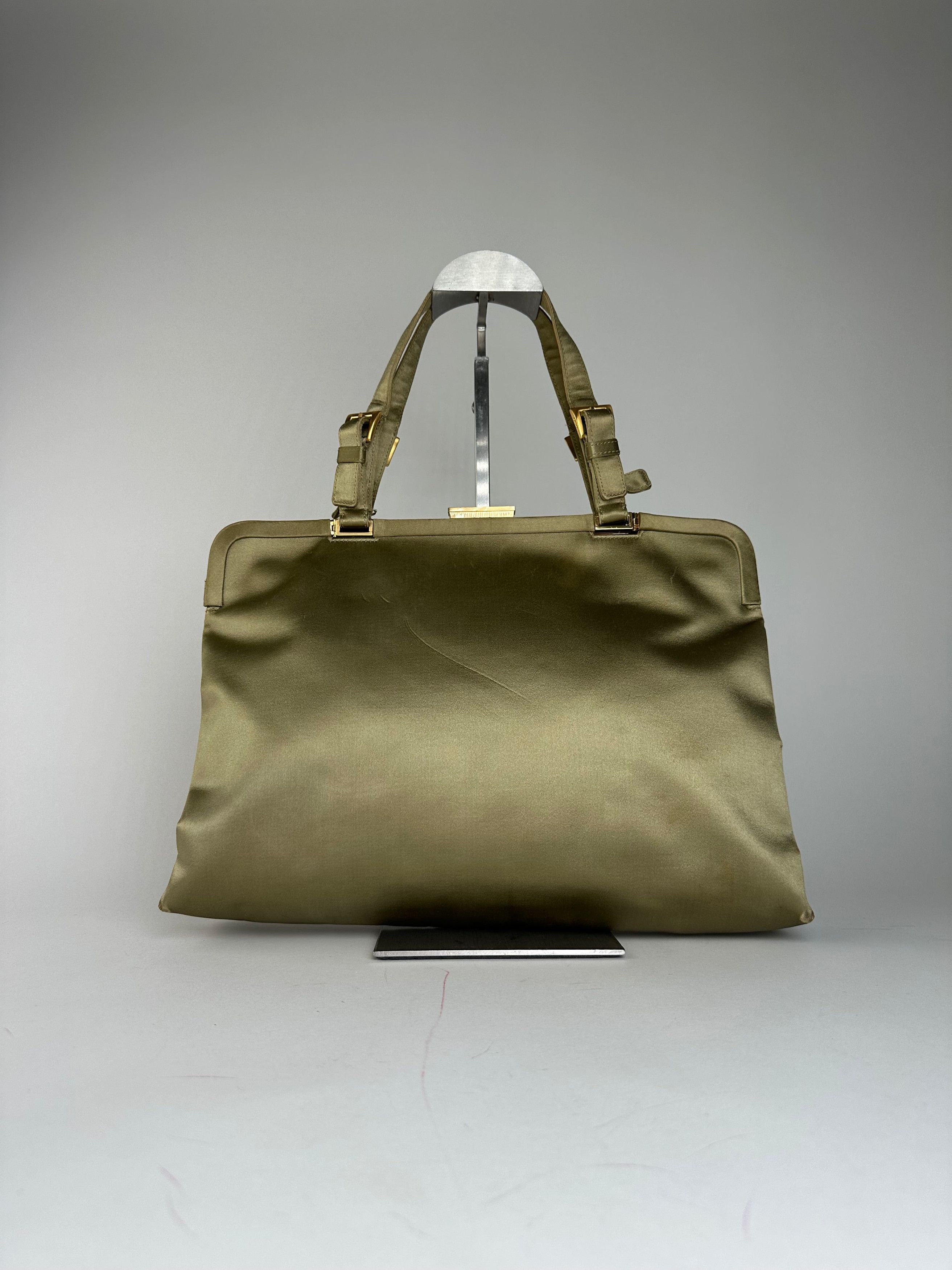 Prada Vintage Flap Handbag Green Gold Size ONE SIZE - 10 Thumbnail