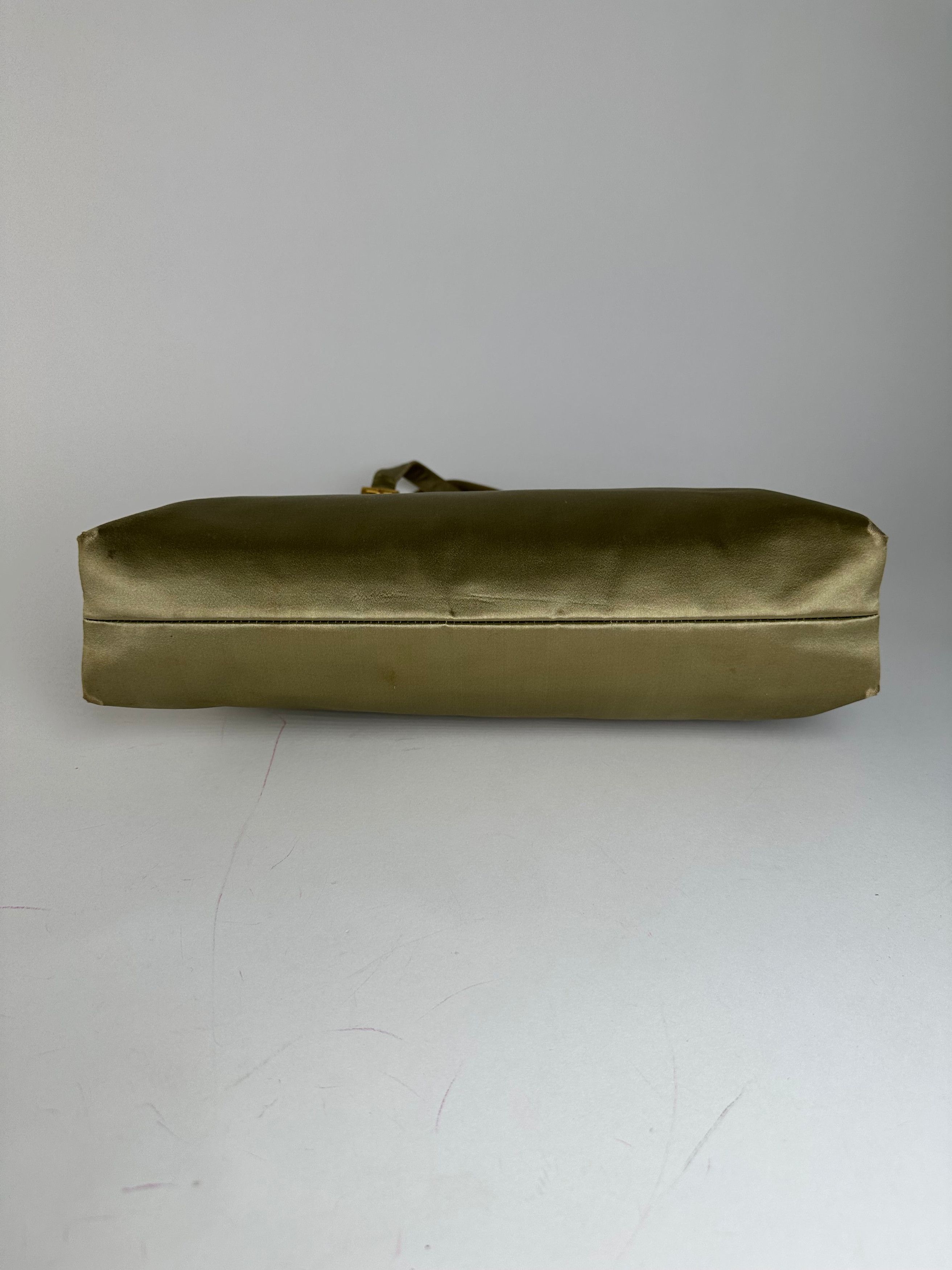 Prada Vintage Flap Handbag Green Gold Size ONE SIZE - 8 Thumbnail