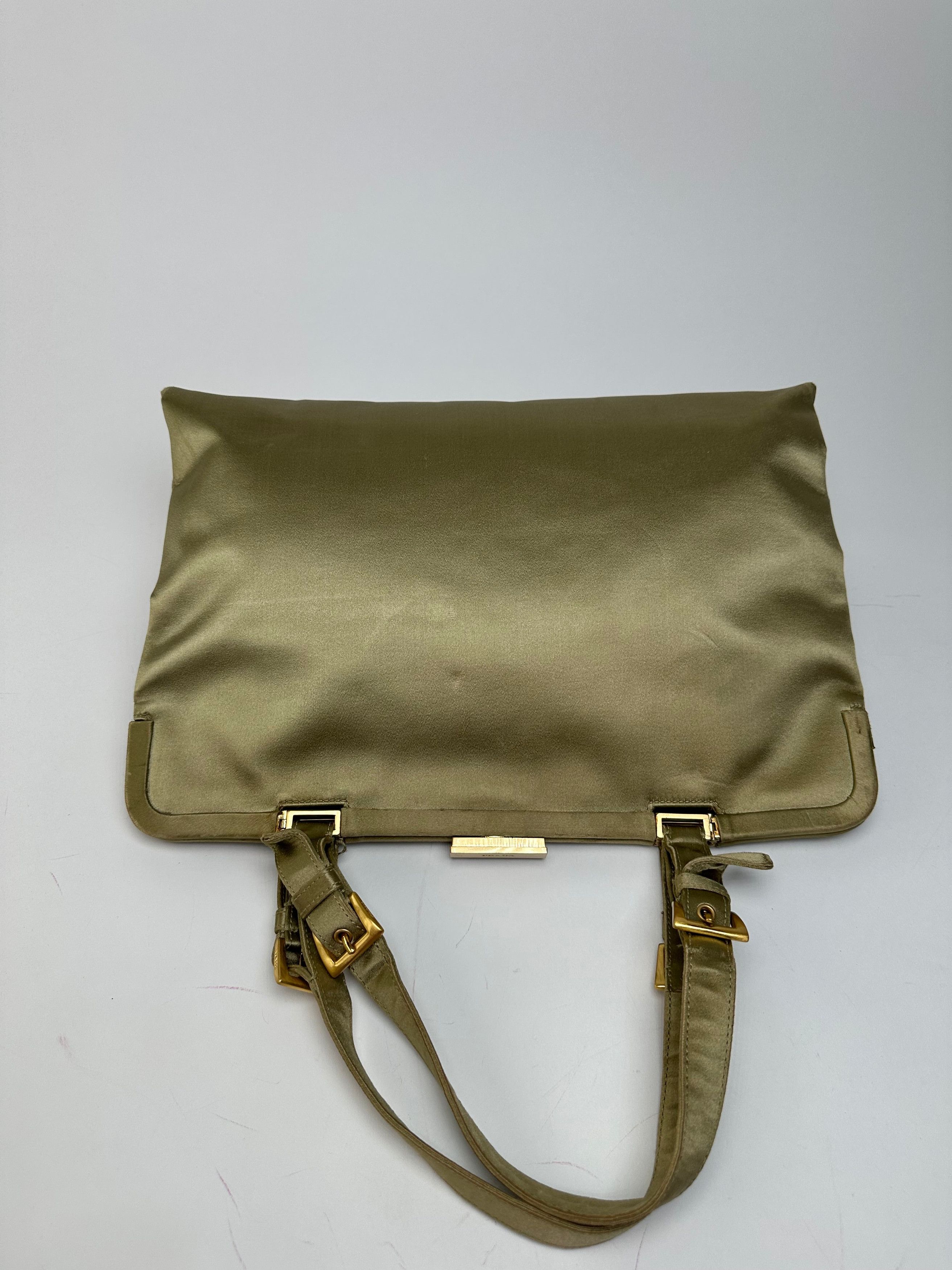 Prada Vintage Flap Handbag Green Gold Size ONE SIZE - 7 Thumbnail