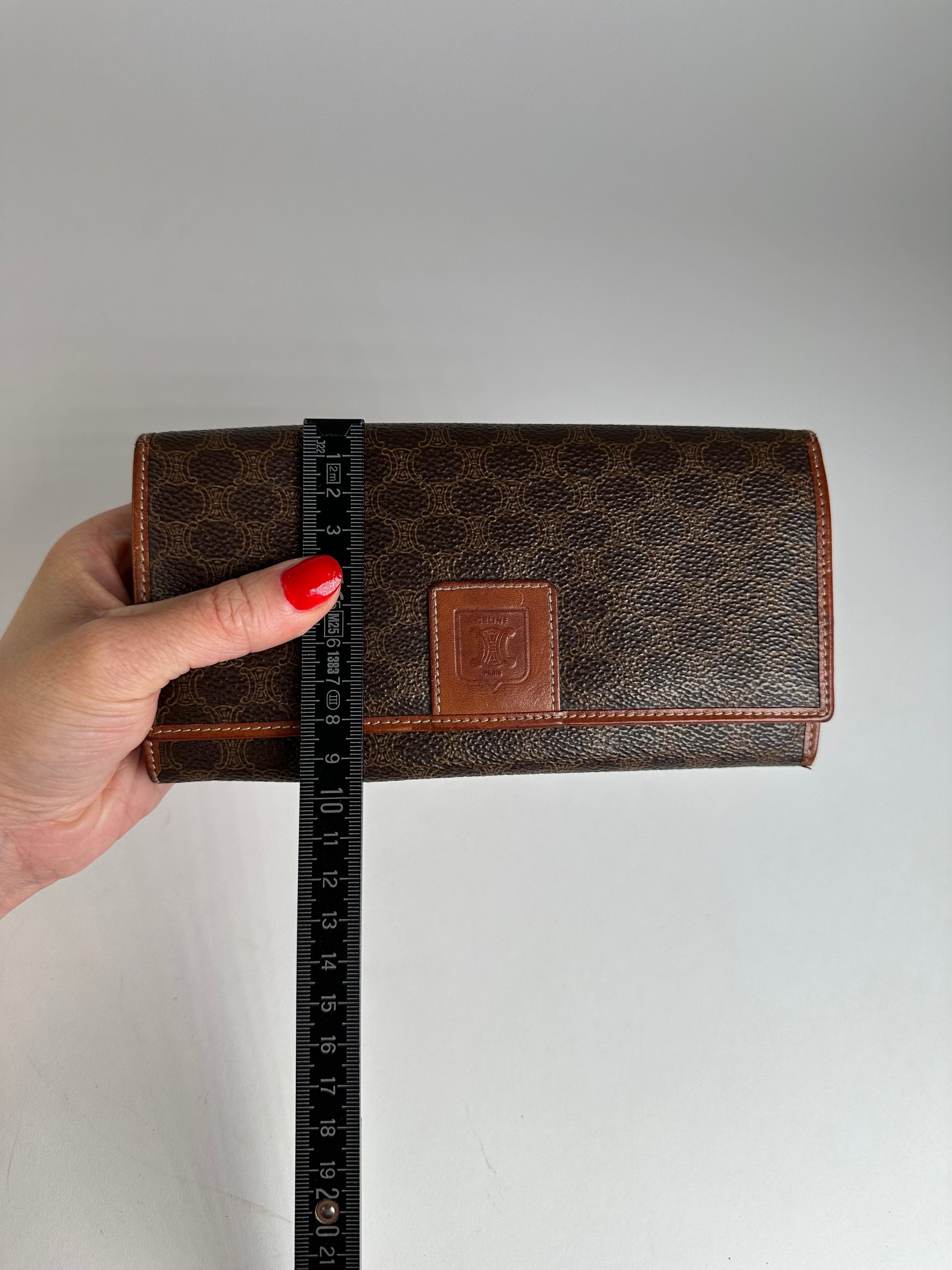 Celine Vintage Paris Triomphe Monogram Leather Long Wallet Brown Size ONE SIZE - 10 Thumbnail