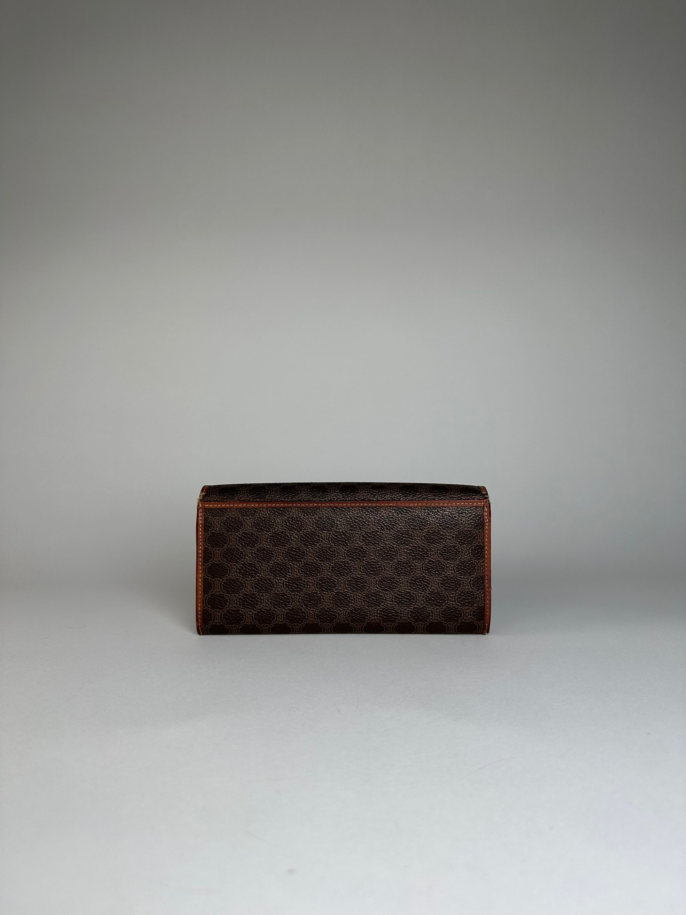Celine Vintage Paris Triomphe Monogram Leather Long Wallet Brown Size ONE SIZE - 12 Thumbnail