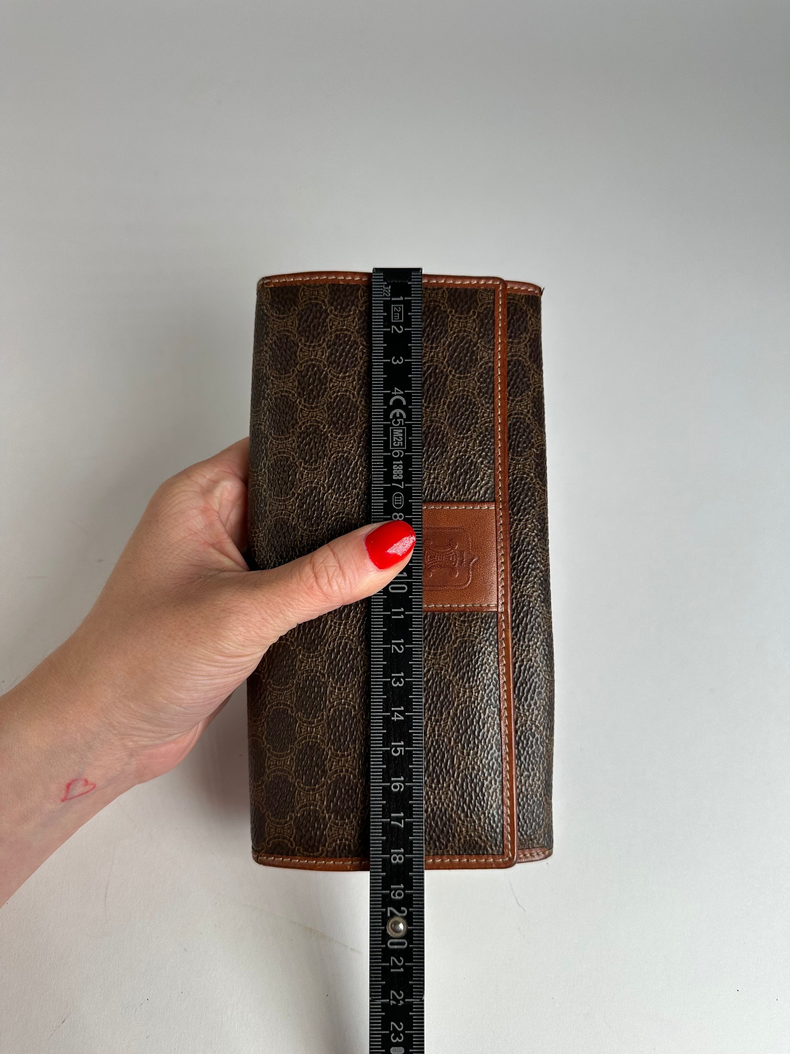 Celine Vintage Paris Triomphe Monogram Leather Long Wallet Brown Size ONE SIZE - 9 Thumbnail