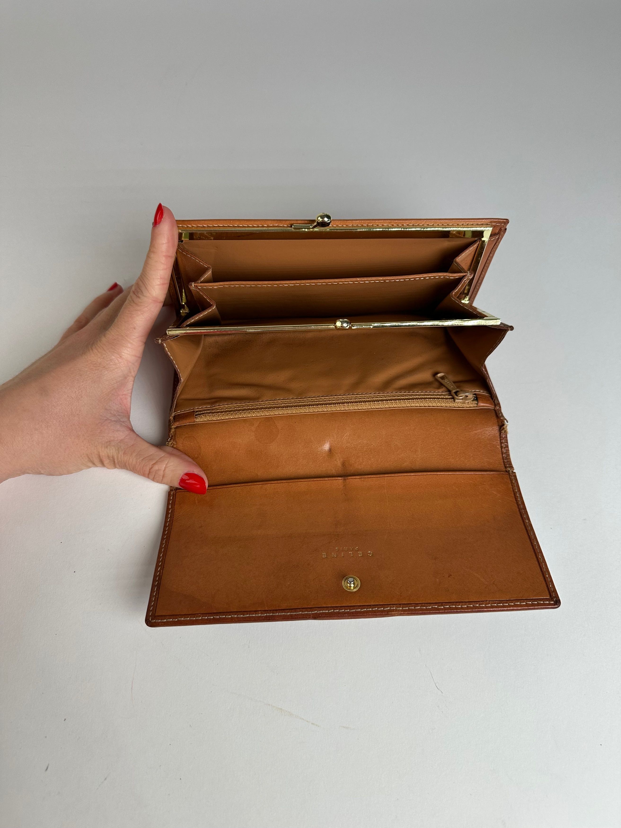 Celine Vintage Paris Triomphe Monogram Leather Long Wallet Brown Size ONE SIZE - 5 Thumbnail